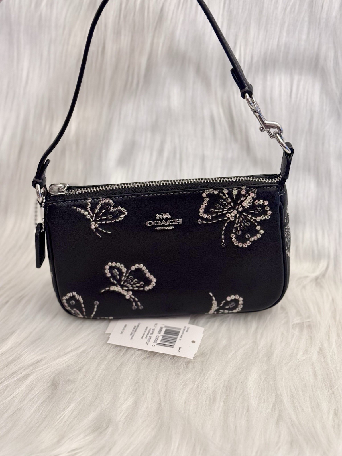 NWT Coach Nolita 19 With Sparkly Butterfly Print CCF58 In Black Multi