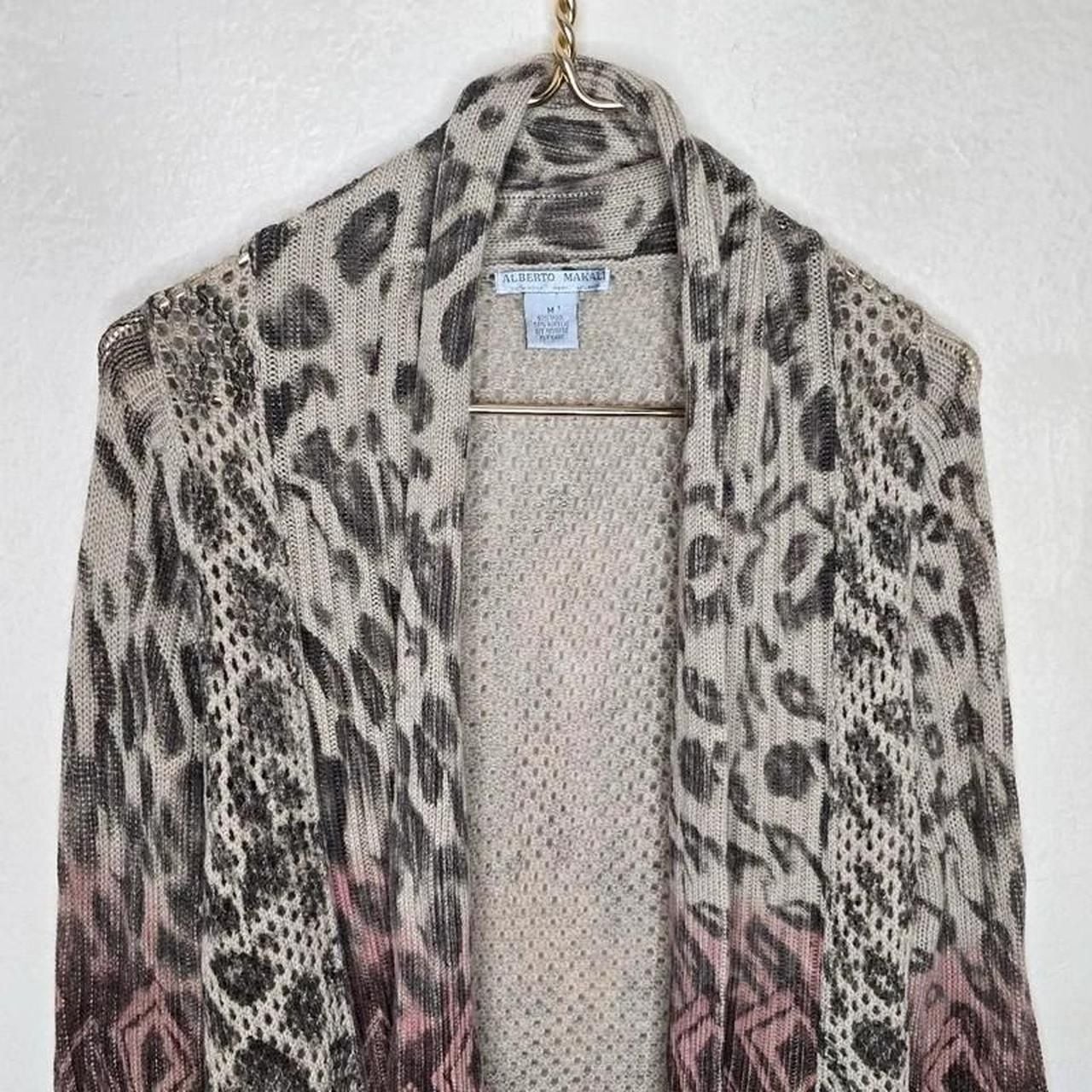 Alberto Makali Mixed Print Wool Blend Open Front Cardigan