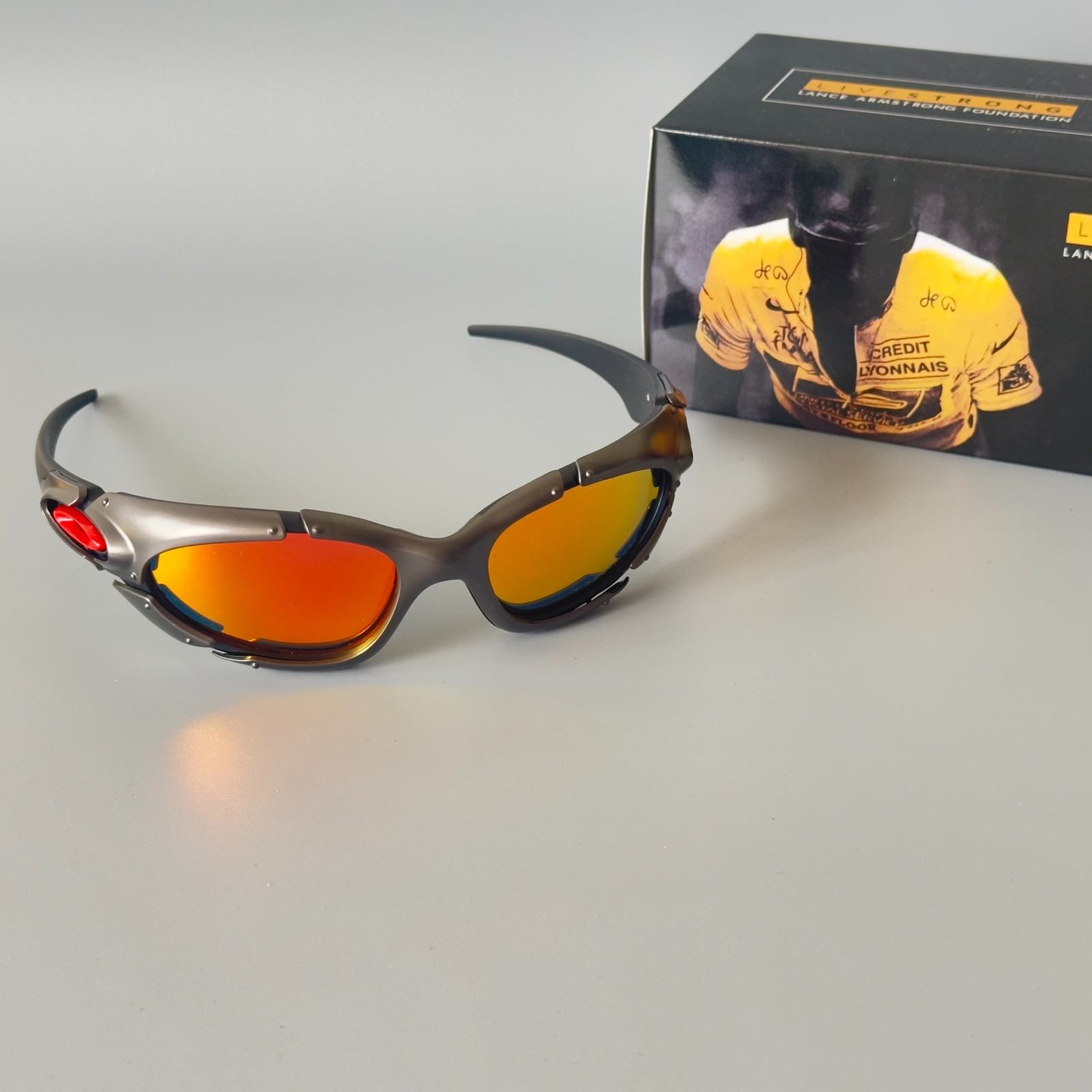 Oakley Plate Vintage 90s Silver Orange Glasses Outdoor Polarized Y2K GorpCore