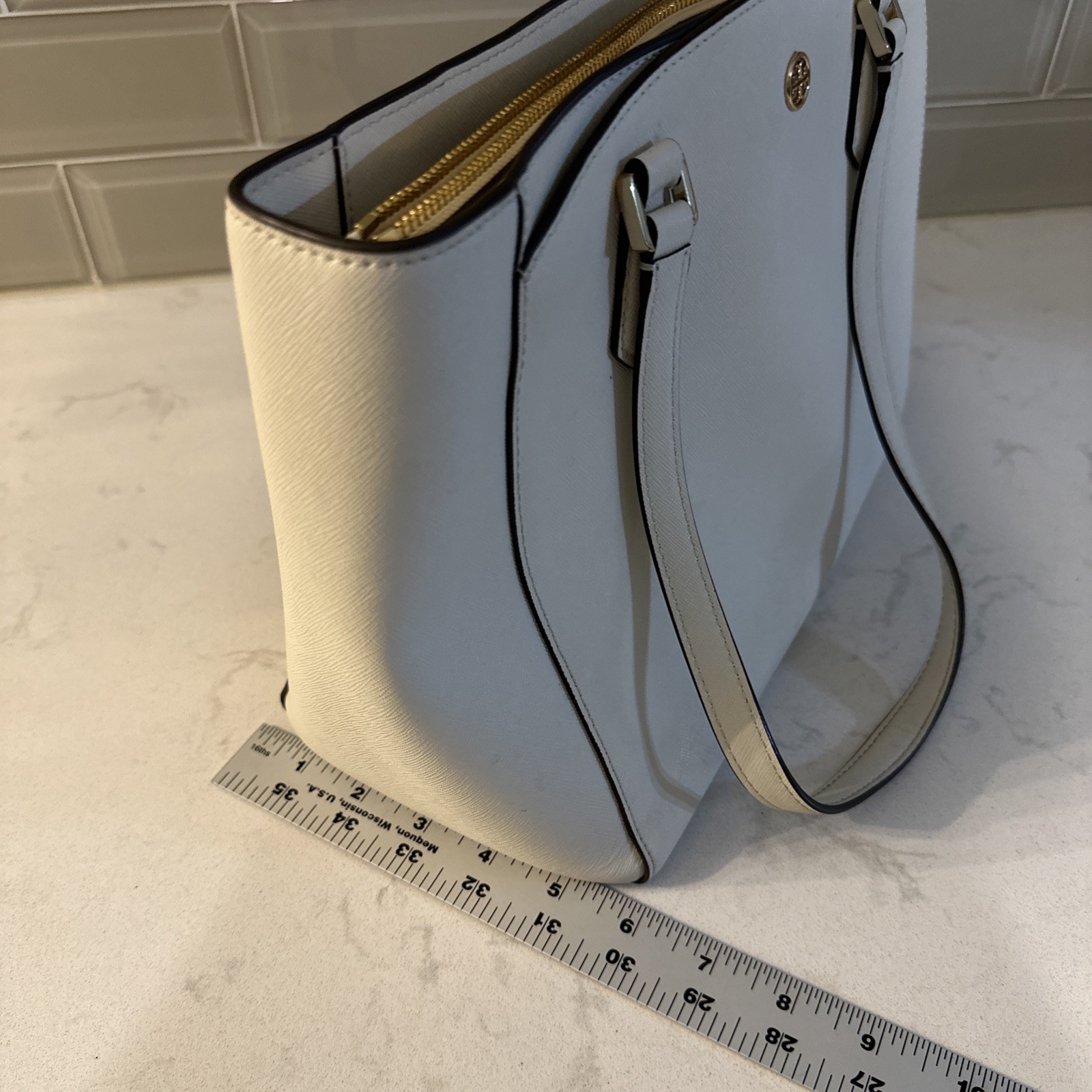 Tory Burch Tote Bag Shoulder Bag Robinson Medium Leather Ivory, Protective Bag.
