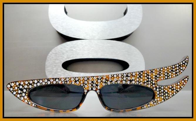 Unique Funky RETRO Style SUN GLASSES Tortoise Frame Bling Crystals Rhinestones