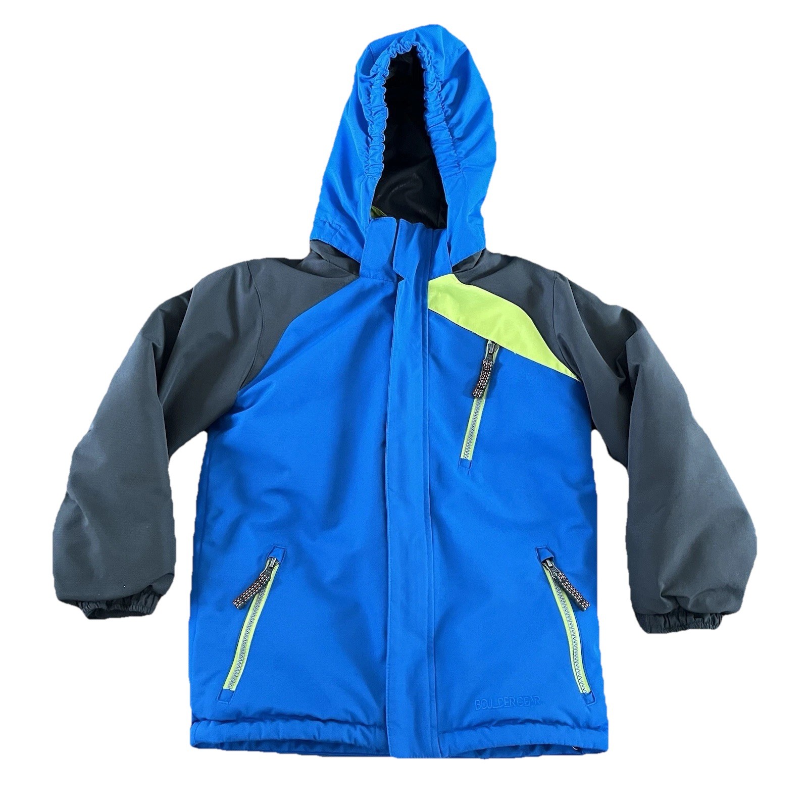 Boulder Gear Boys Size 7 Ski Jacket Blue Charcoal Black Neon Grow System 9212R