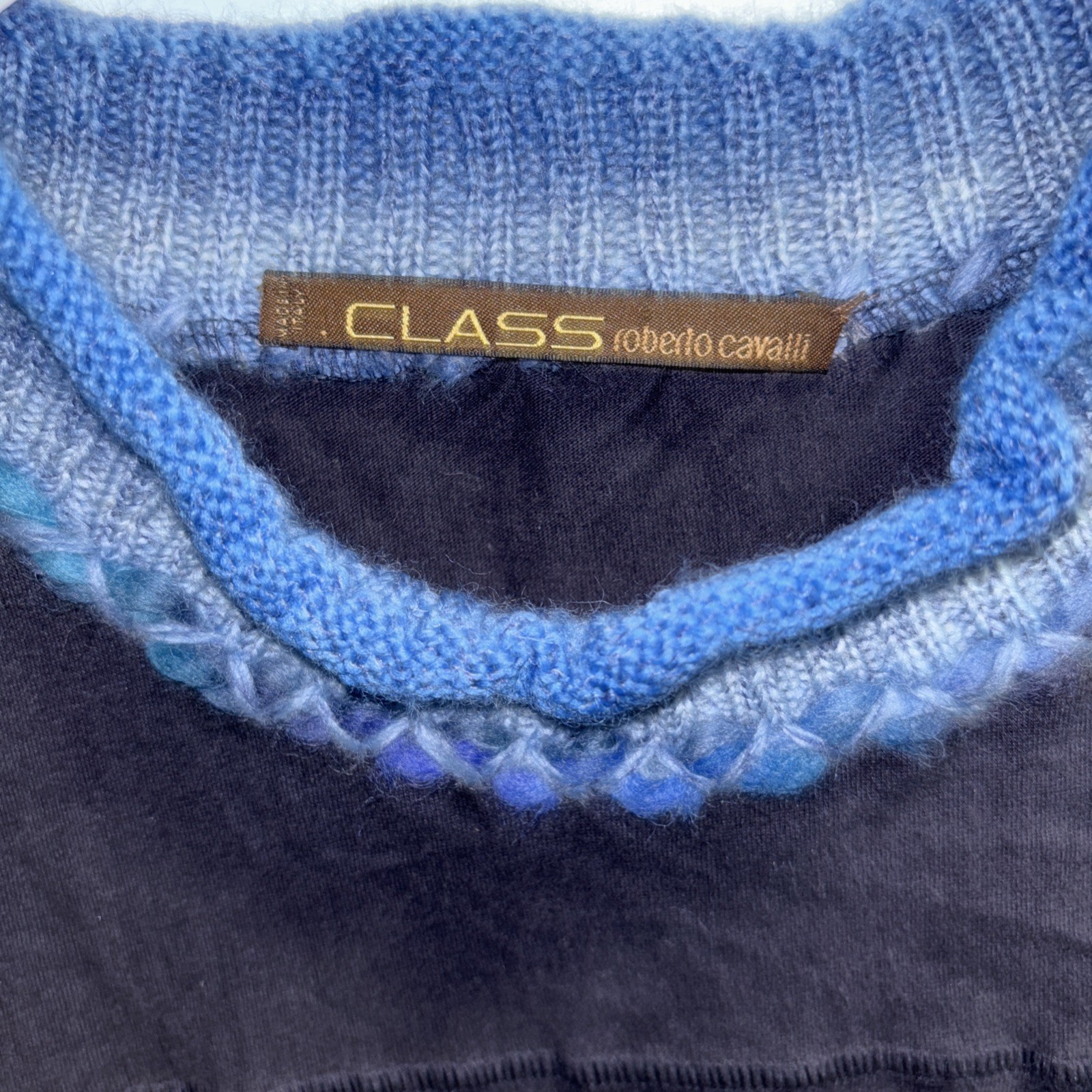Class Roberto Cavalli Men’s Long Sleeve Shirt Black Blue Designer Casual IT 52