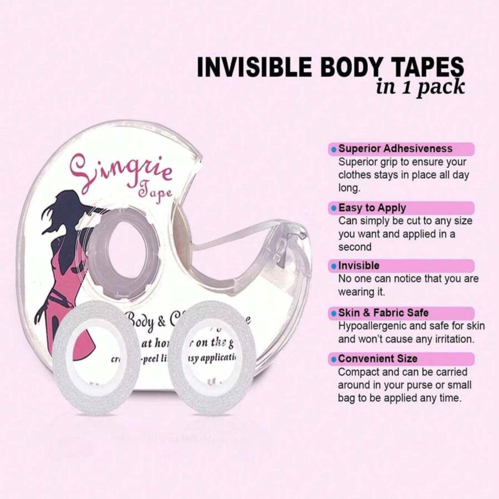 Body Tape Invisible Double-Sided Anti-Glare 5m Adhesive Clothing Tape for Women
