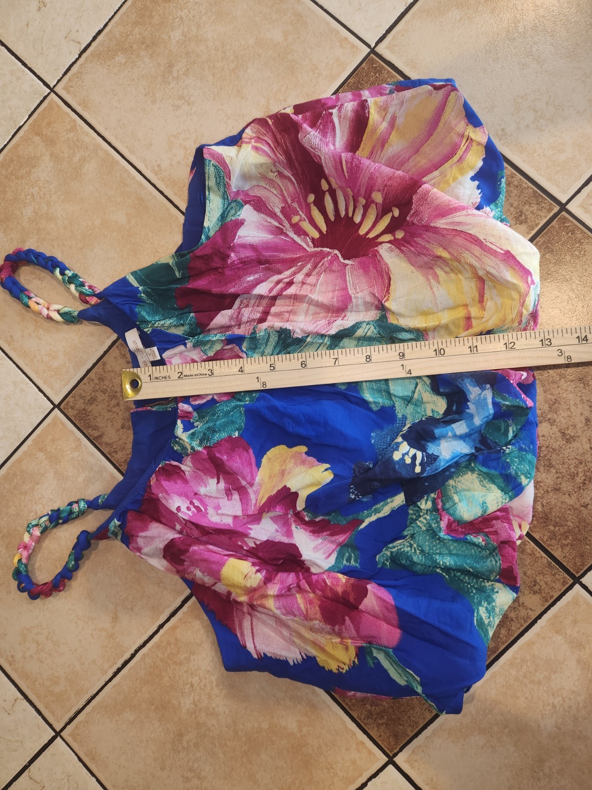 Skies Are Blue Pedal Pop Braid Strap Floral Bubble Top Small S NWT