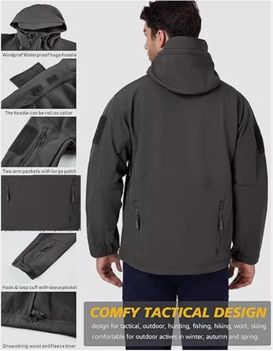 Men’s Waterproof Ski Jacket Winter Warm Jackets Snow Thermal Fleece Work Coat US