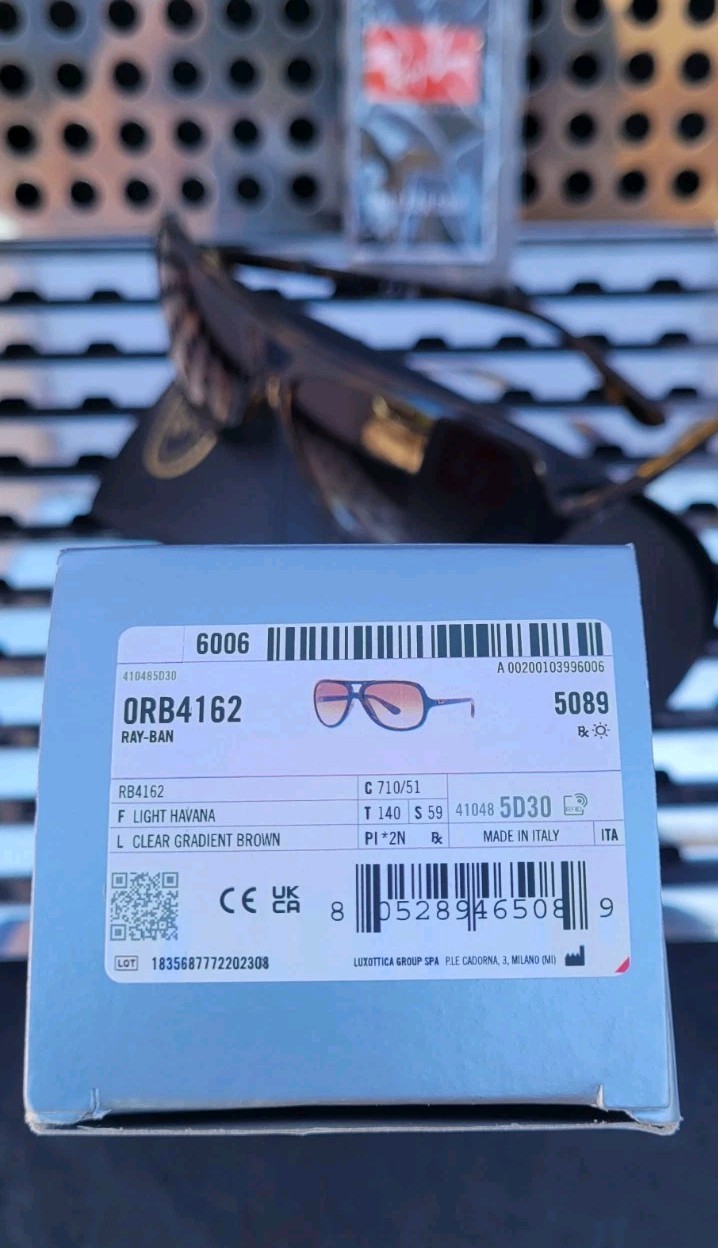 New Ray Ban RB4162 Aviator Sunglasses Light Havana w/59mm Clear Gradient Brown