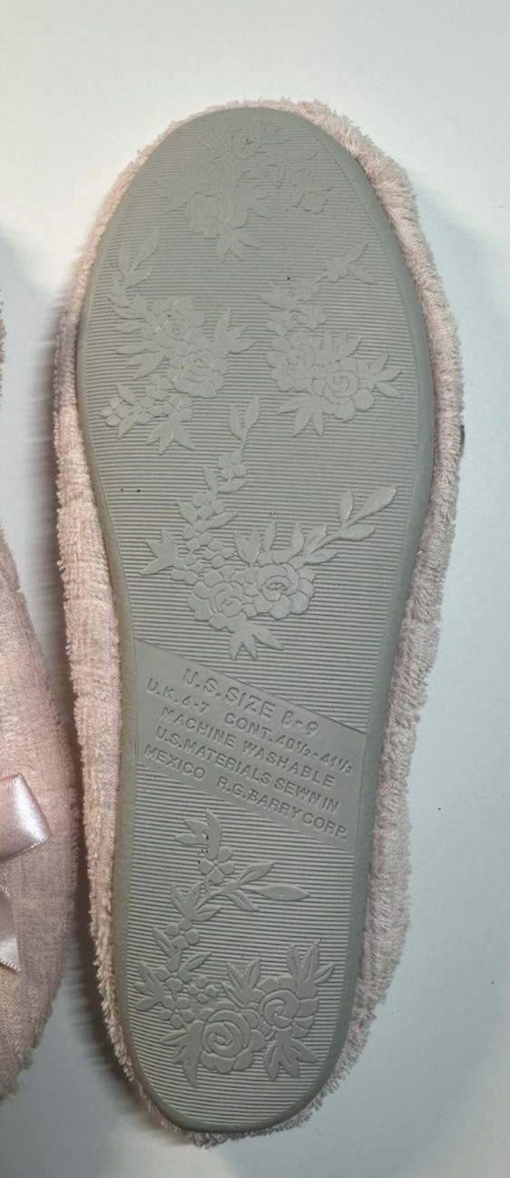 Vintage 80s Snug Treds Slippers Pink Bow Women’s Medium 8-9 NIB R.G. Barry