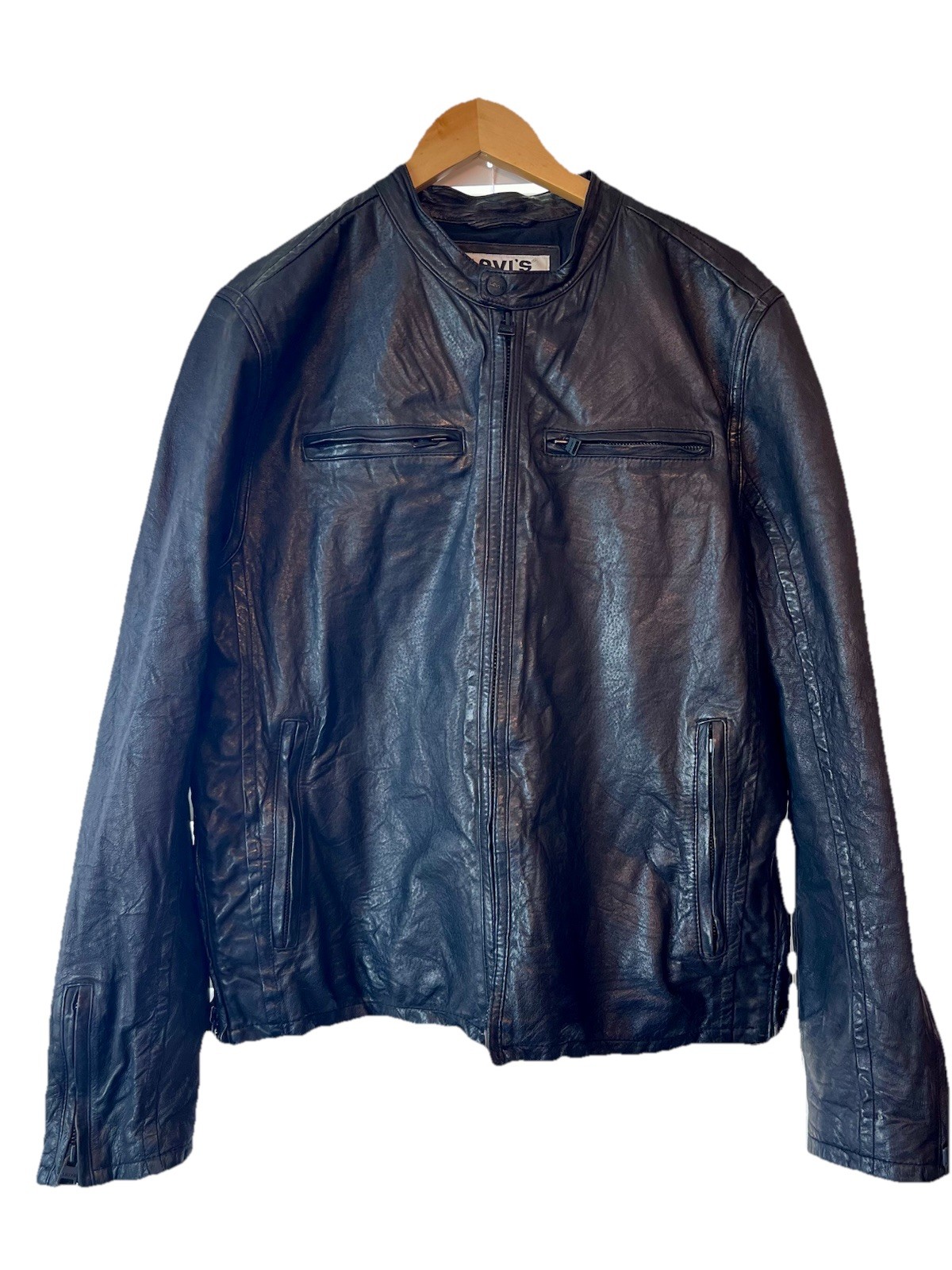 Levi’s Men’s Black Biker Jacket Full Zip Genuine Leather