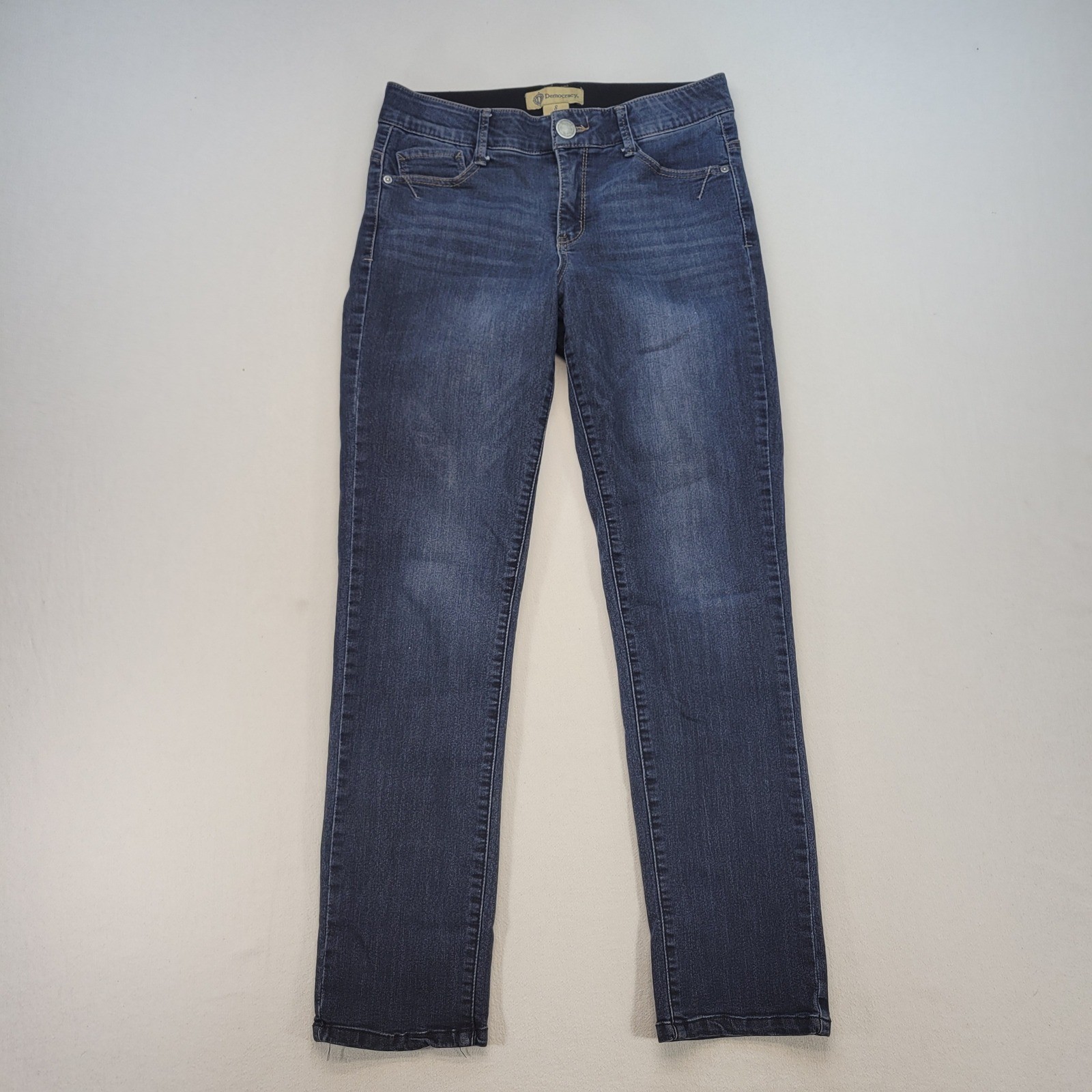 Democracy Jeans Womens 8 Blue Ab Technology Straight Leg Stretch Denim