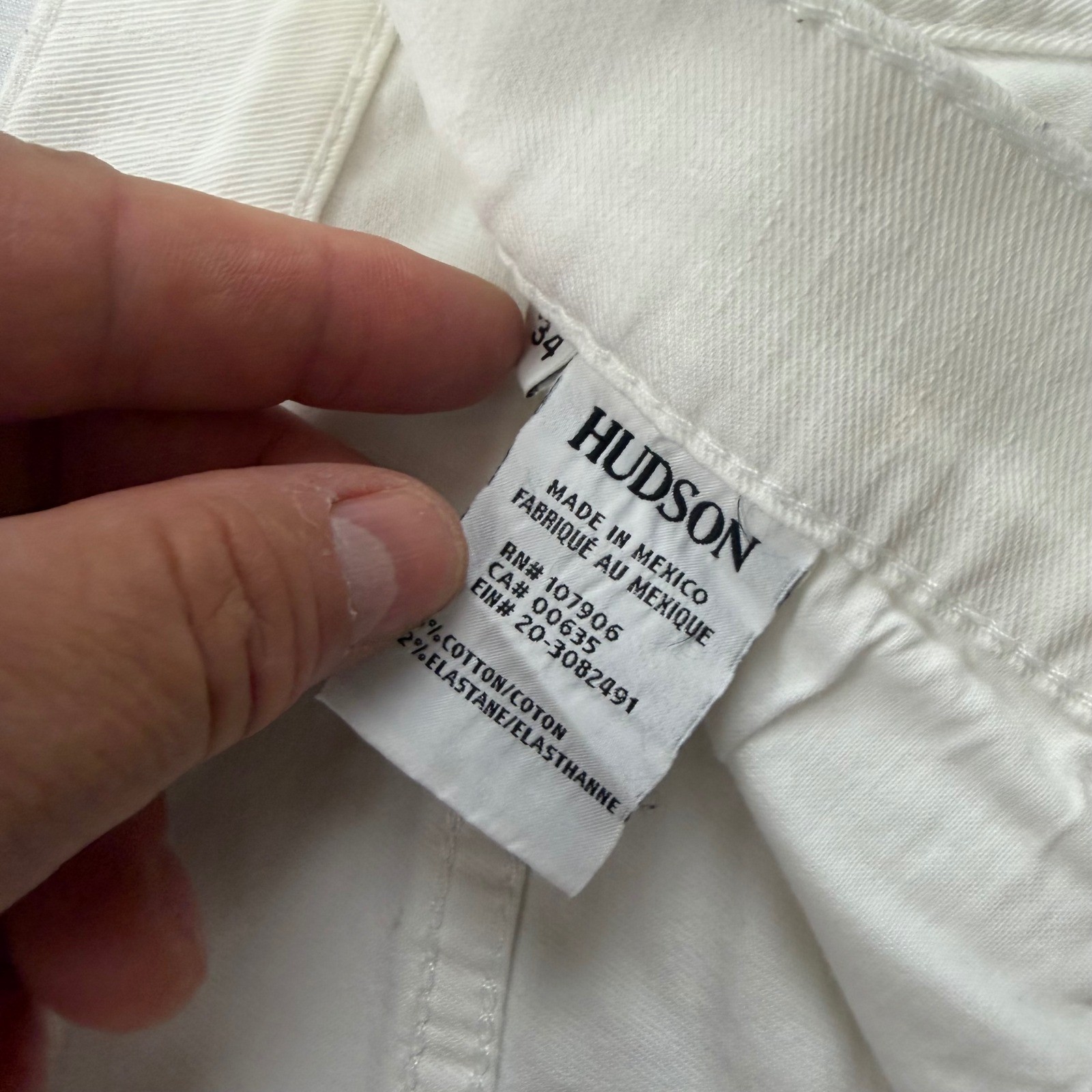 Hudson Byron Five Pocket Straight Jeans Mens 34 White Button Fly M255DLW