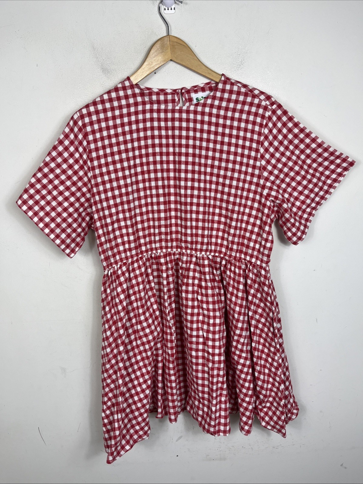 Shiny By Nature Glad I “Found You” Gingham Dress Size M Red/White NWOT