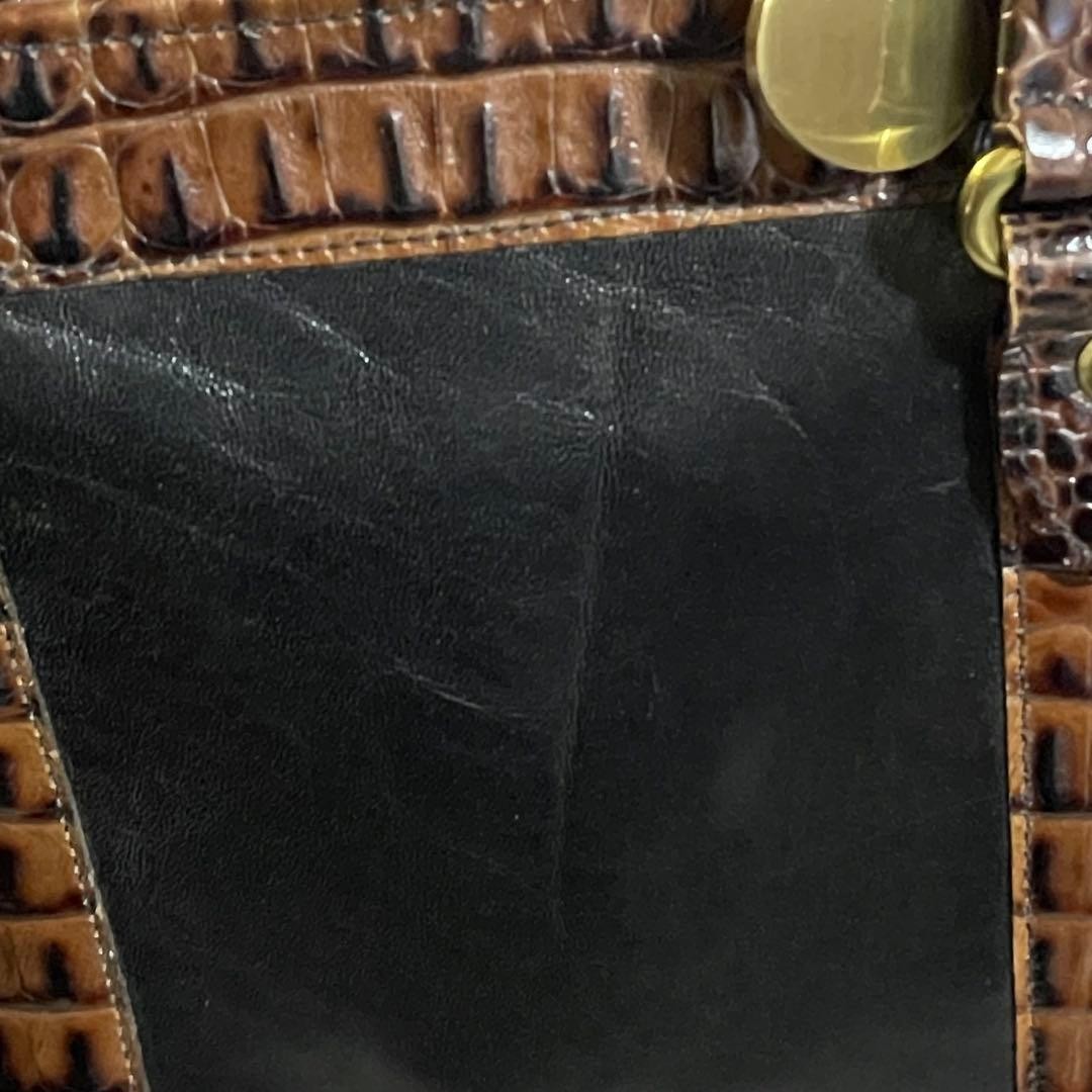 Y2K BRAHMIN Crocodile Embossed Leather Bag with Gold Charm