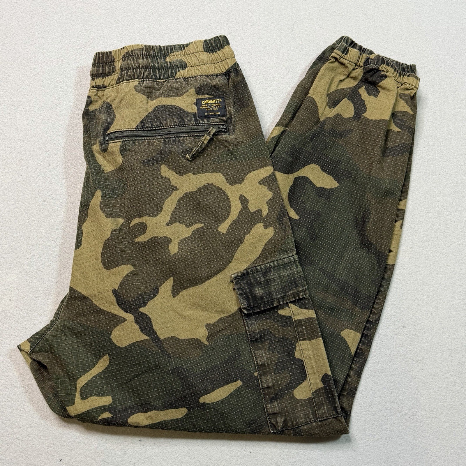 Carhartt WIP Green Cargo Jogger 6.5 Oz Ripstop Camo Combi Large