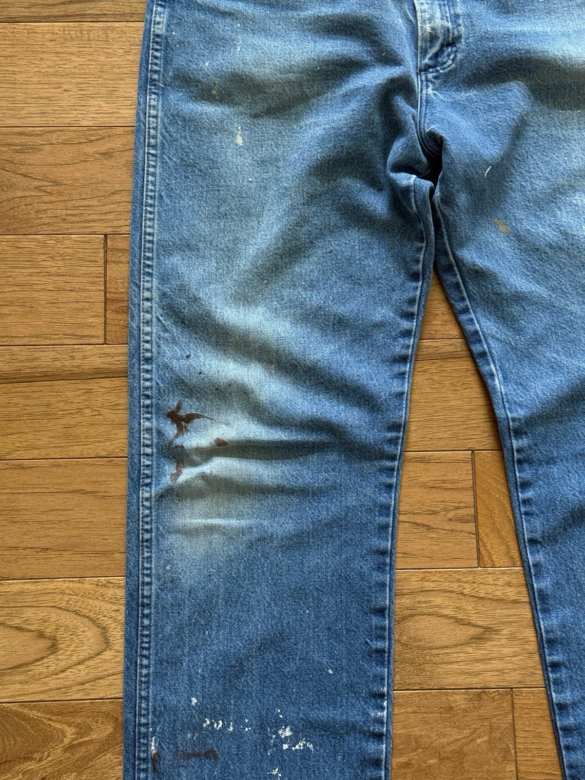 Vintage Wrangler Ranch Jeans Paint Splatter Distressed Aji Workwear 35×32 Mexico