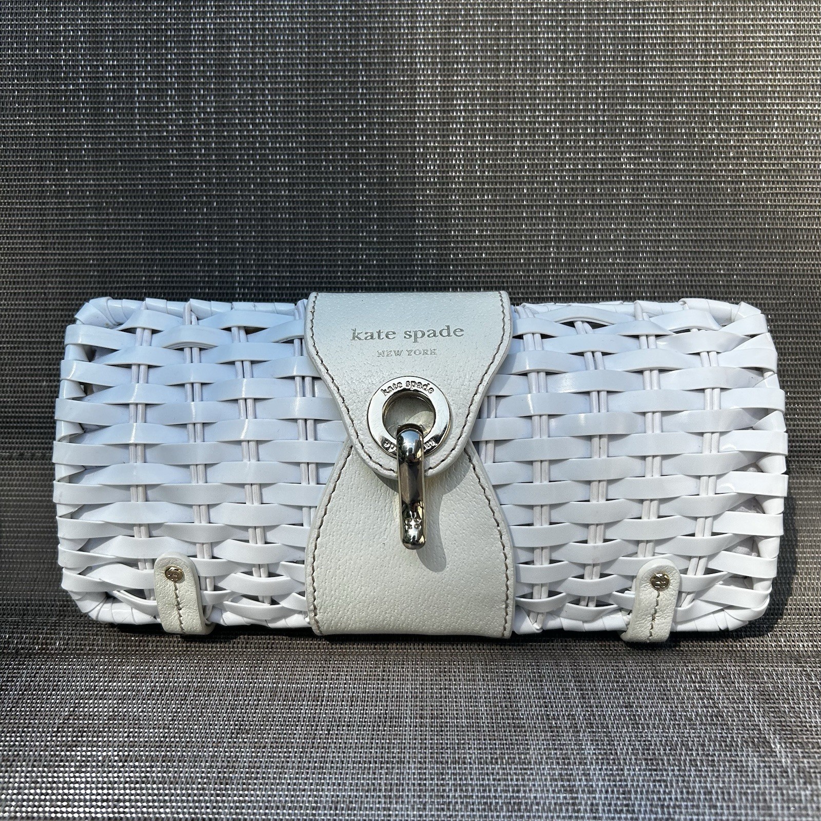 Kate Spade New York Woven White Clutch Bag Shoulder Authentic item from Japan