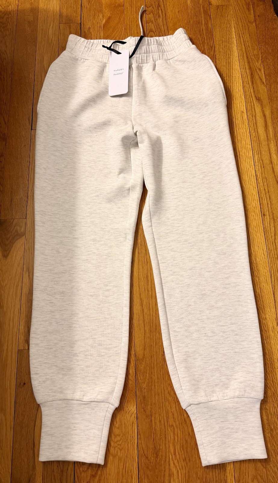 NWT Varley DoubleSoft Lounge Set Ivory Marl Shea Crop Tank S Slim Cuff Pant XS