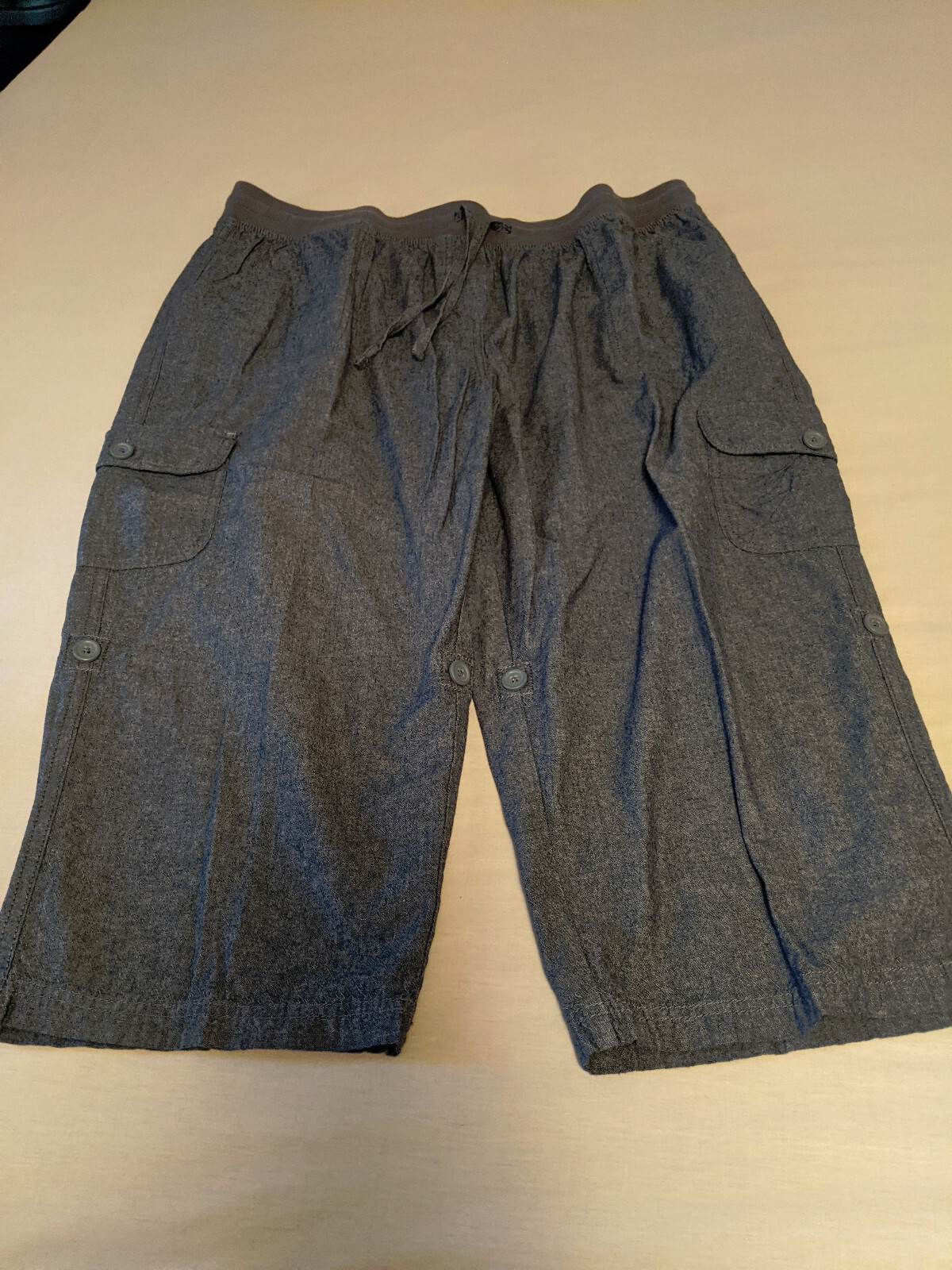 WOMAN WITHIN Elastic Waist Blue Denim Capris Jeans Pants 22W Adjustable Lengths