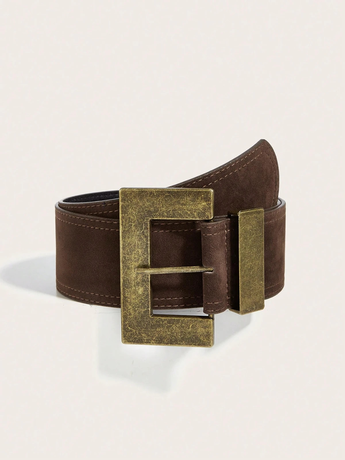 WOMEN WIDE RETRO BROWN SUEDE LEATHER BELT Size LARGE belt length is 46 in NEW