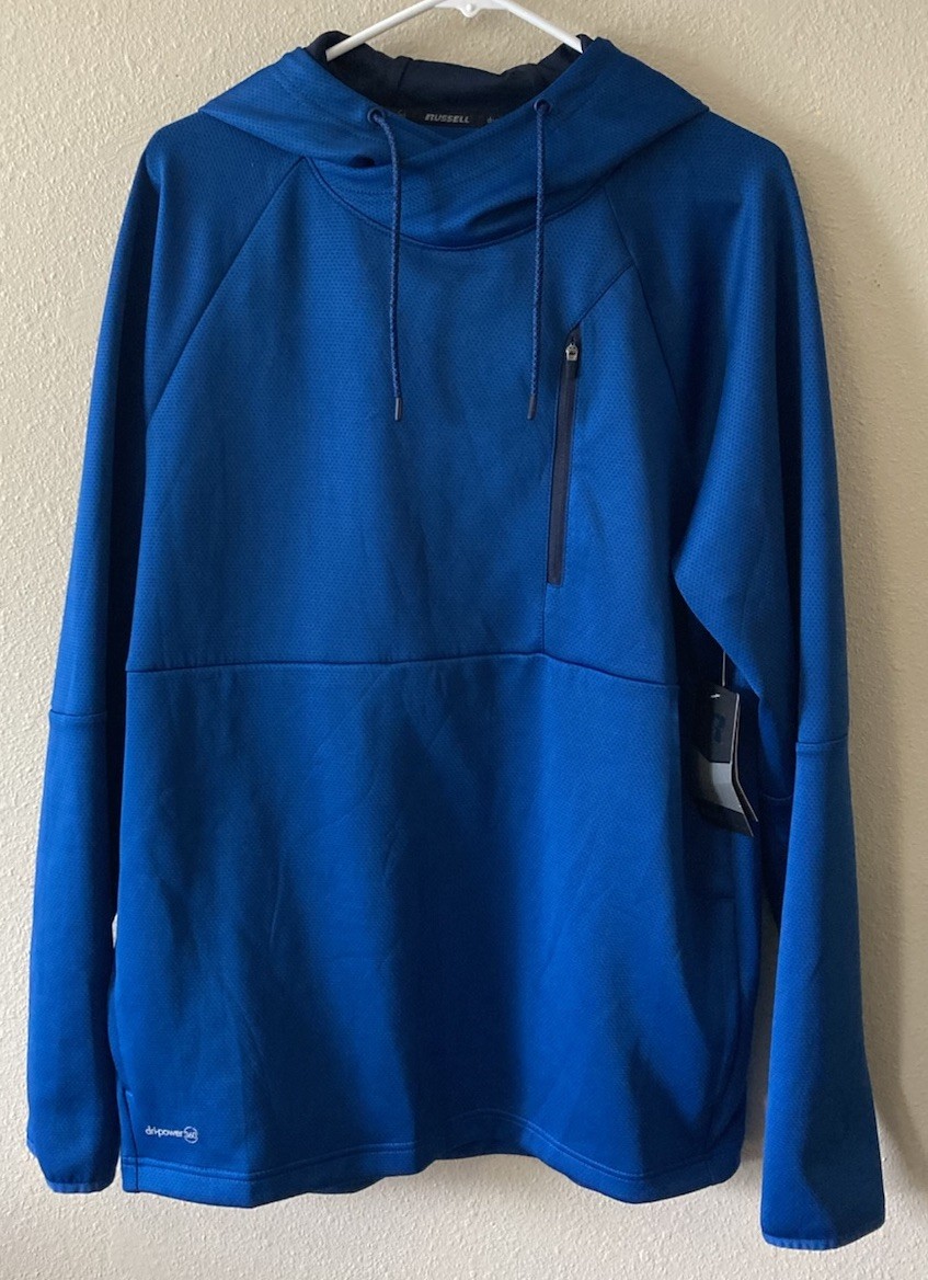 Russell Thermaforce Flex Dri-Power 360 Men’s Blue Hoodie Size Medium (38-40)