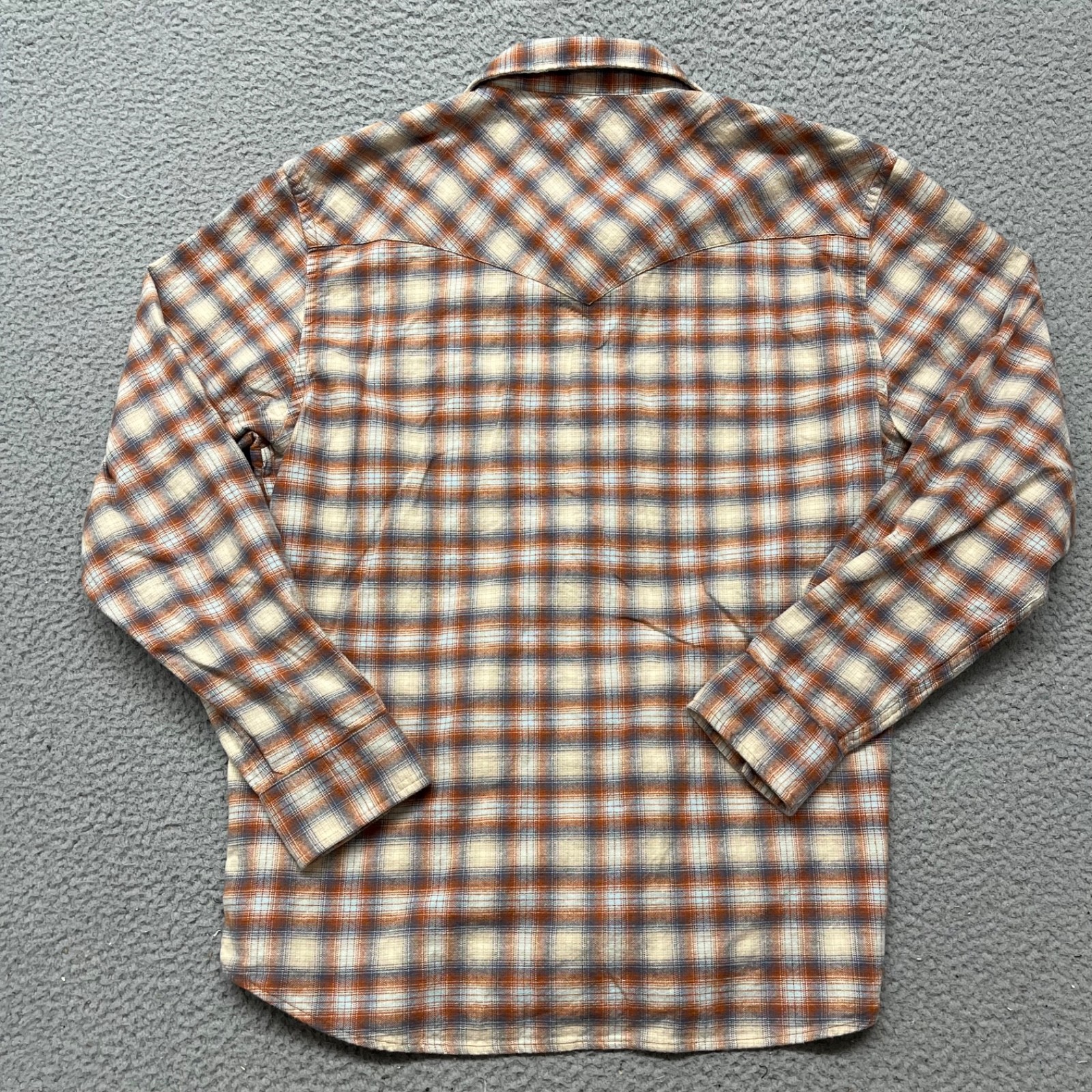 Pendleton Wyatt Shirt Mens L Orange Plaid Pearl Snap Flannel Western Classic