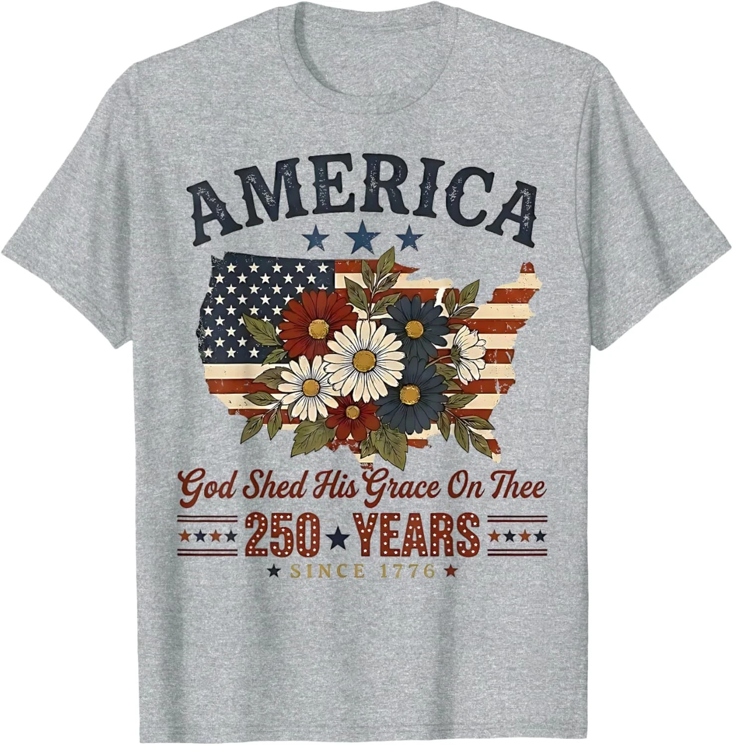 SALE!! America 250 Years Flag Floral T-Shirt