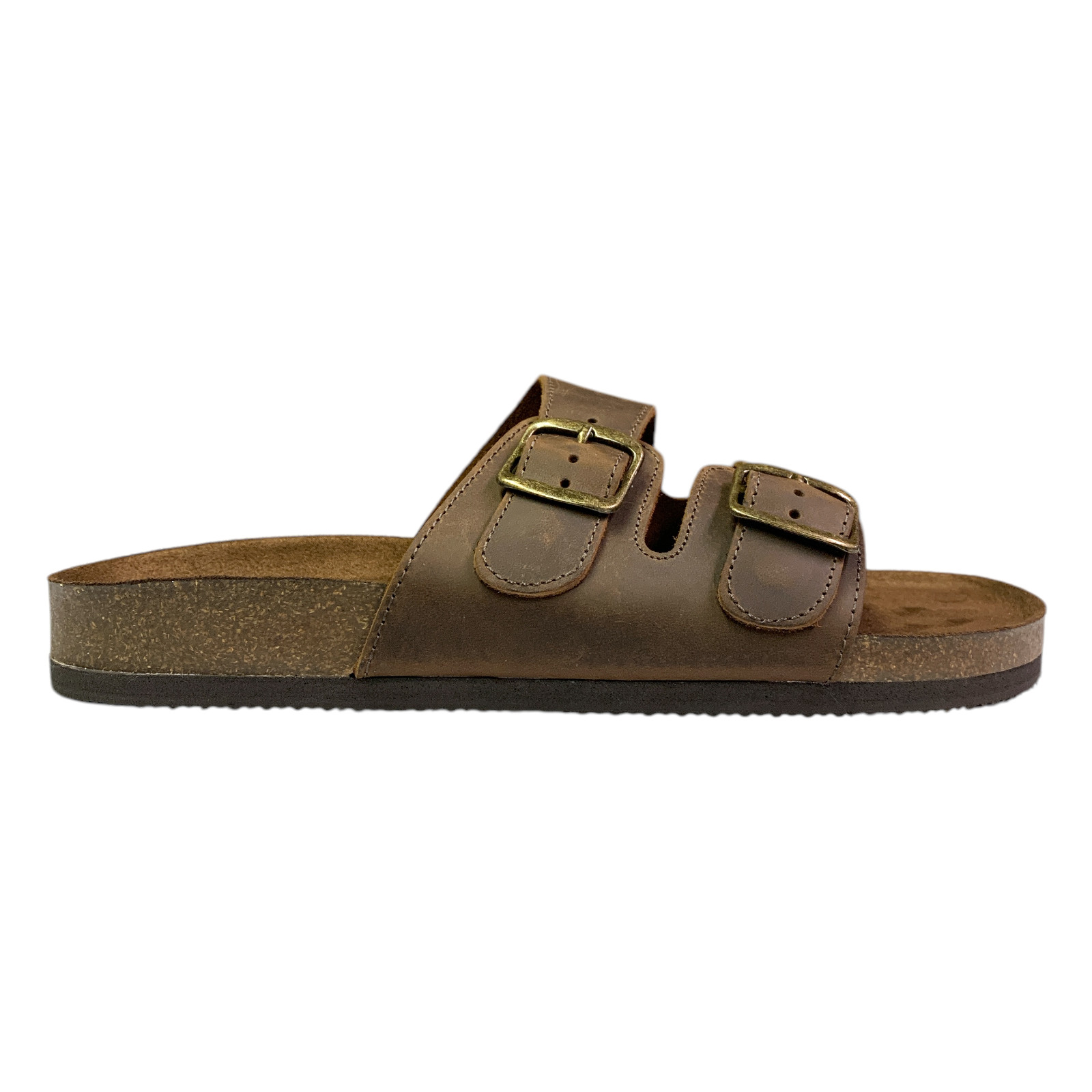 Mountain Sole Women’s Double Buckle Easy Slide On Sandal (Brown, 11)
