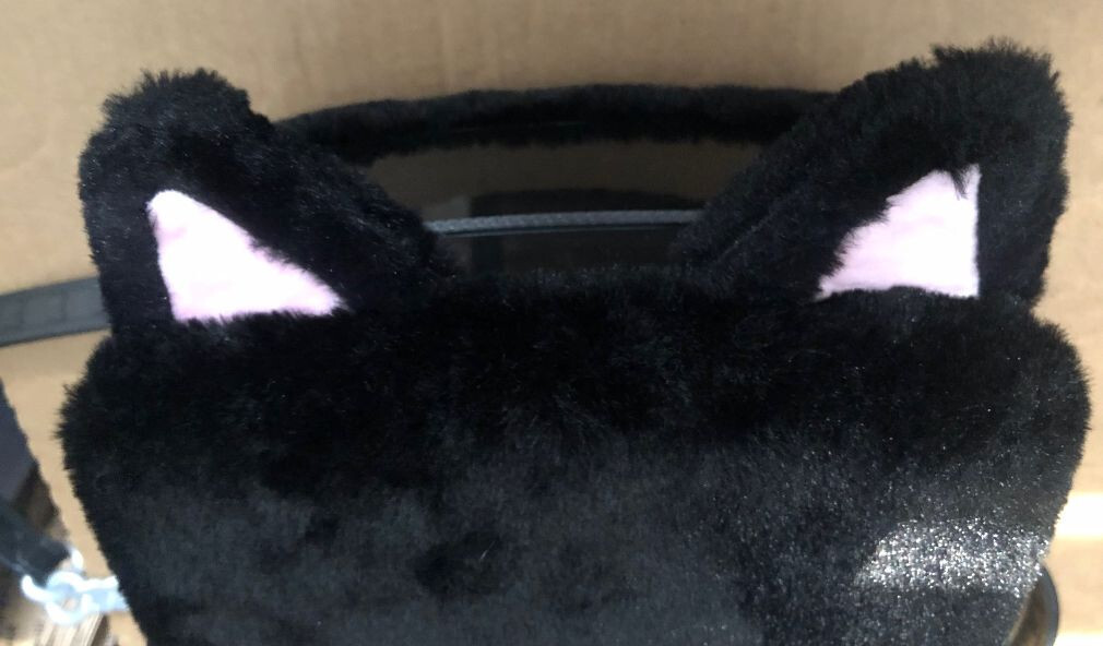 Na Na Na Surprise Doll Fuzzy Kitty Cat Black Backpack Case-No Dolls-Case Only