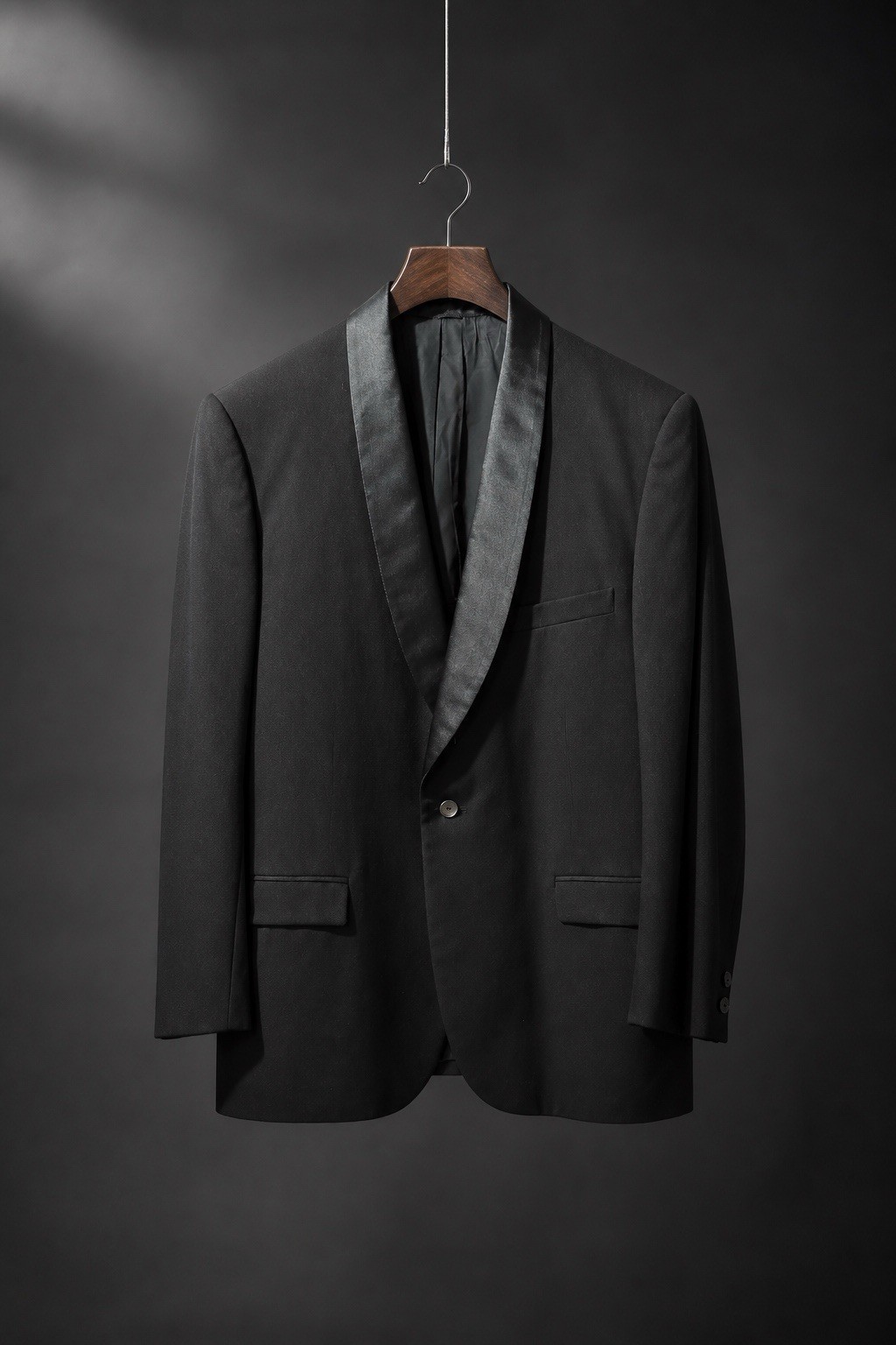 Lord West Black One Button Tuxedo Jacket Satin Shawl Lapel size 40S shoulder