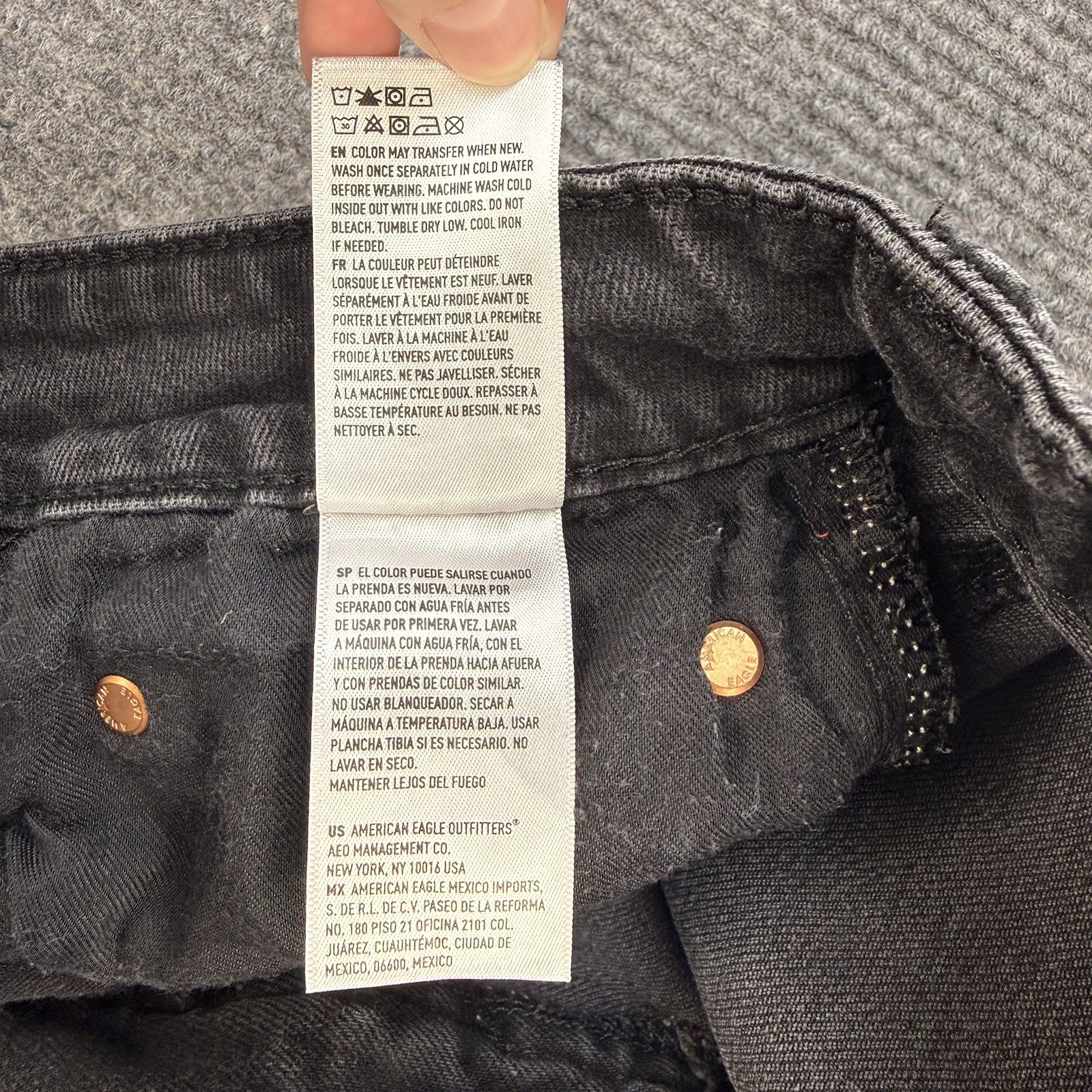 American Eagle AirFlex+ Athletic Skinny Jeans Men 36×32 Black Distressed Stretch