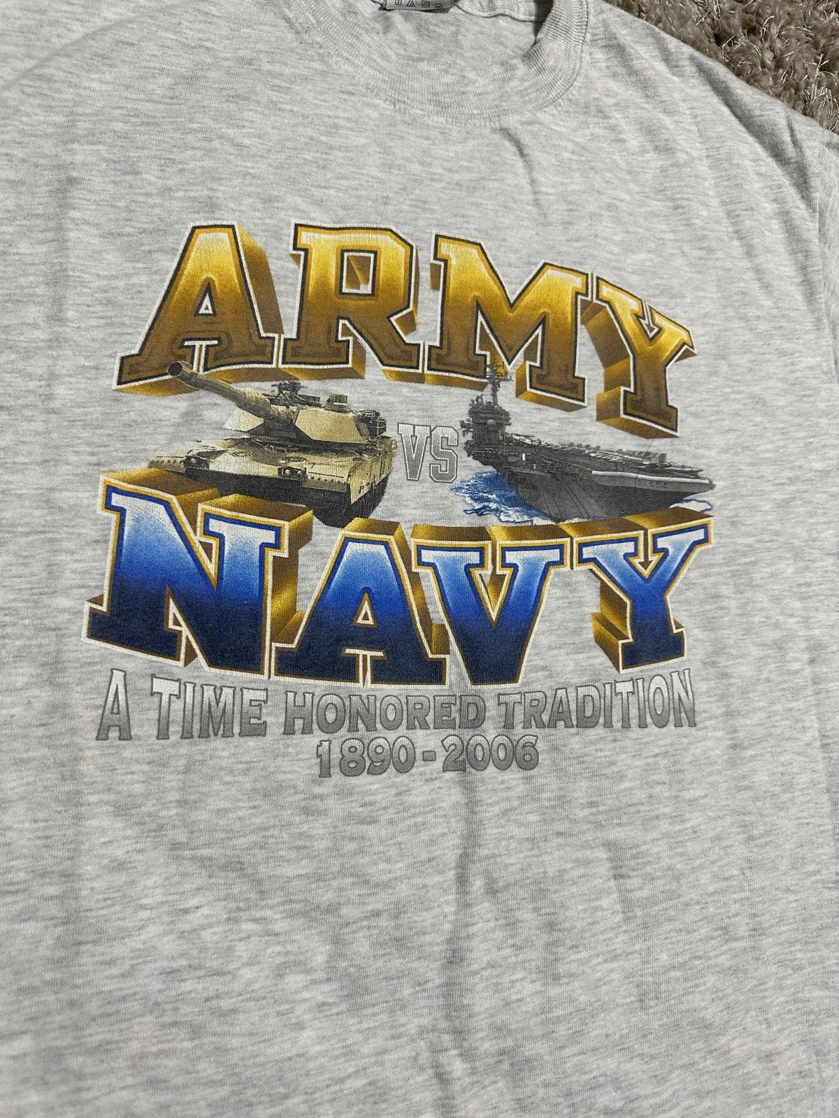 Vintage 2006 Army vs Navy Rivalry T-Shirt Hanes Beefy-T Gray Football USA Medium