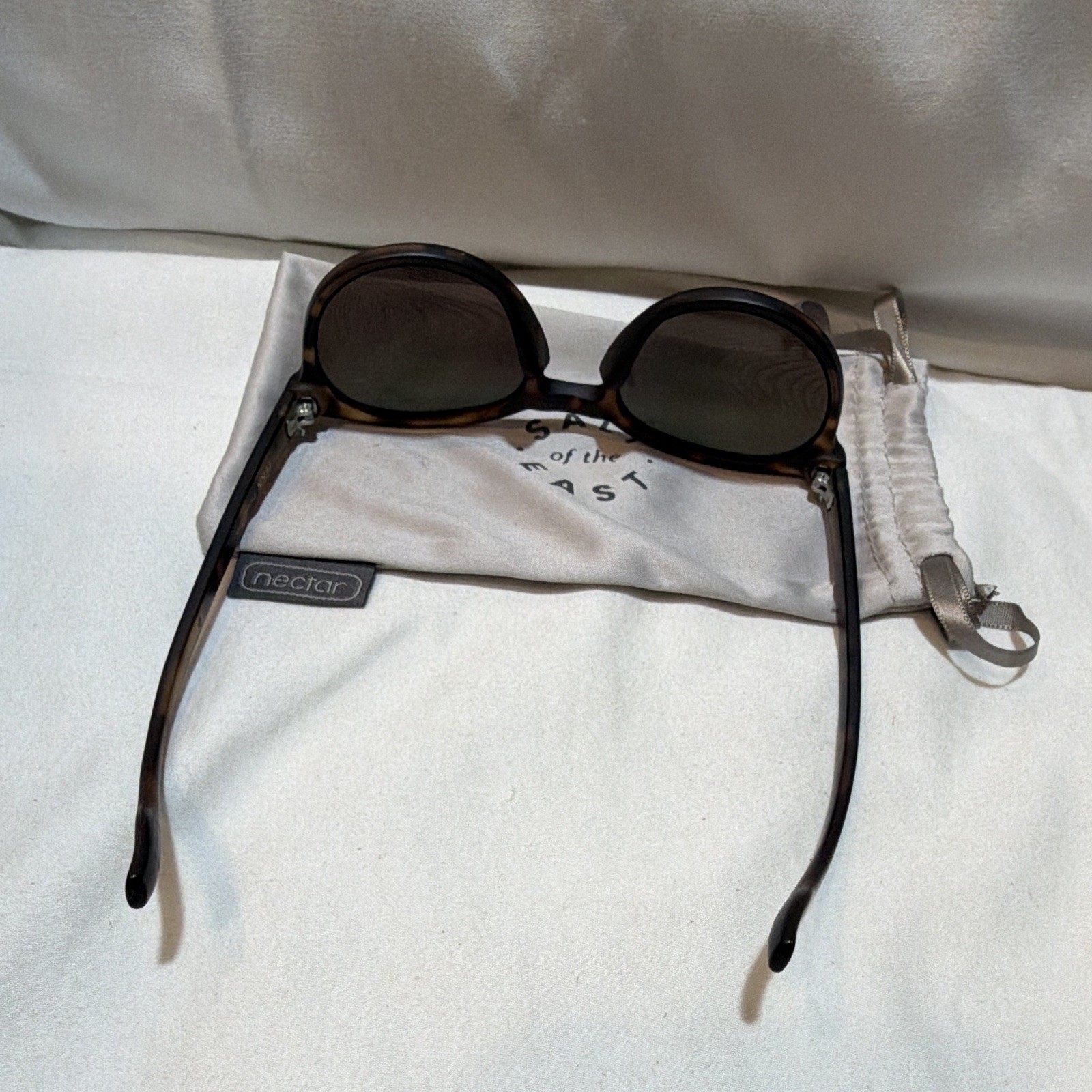 Nectar Round Sunglasses Brown Tortoise Shell Frame Mirrored Tinted Yellow Lens