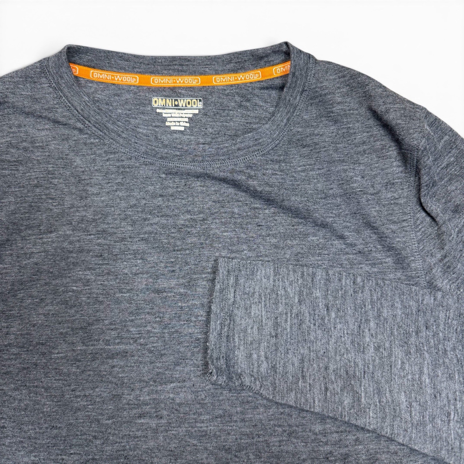 Omniwool Wool Shirt Mens XL Gray Crew Neck Long Sleeve Base Layer Hike Hunt Bike