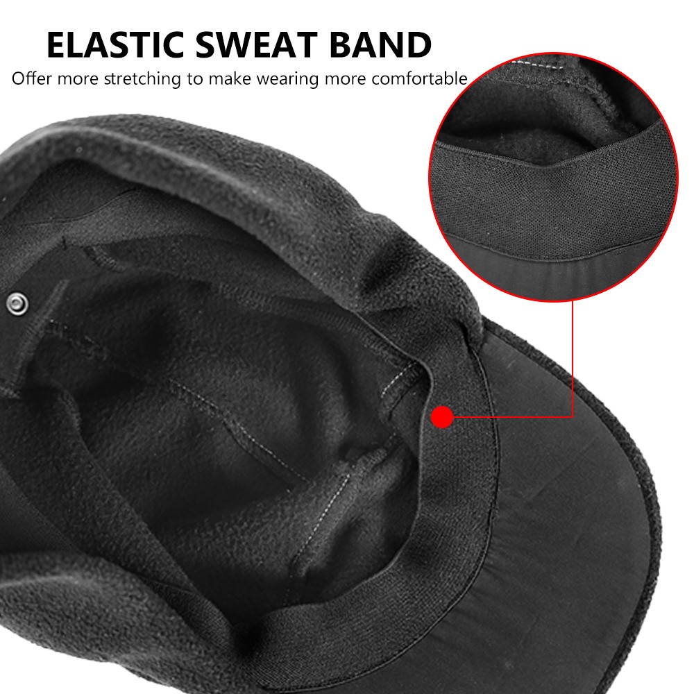 Winter Fleece Hat with Earflap Ponytail Hole Warm Cap fr Running Jogging Hiking