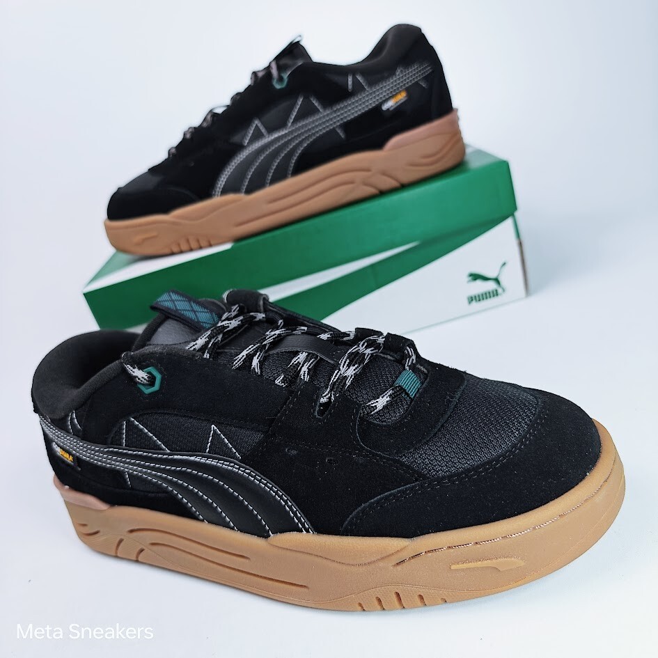 Puma US 11.5 Men’s Black Gum Green Retro Comfort Durable Skate 180 Cordura NIB