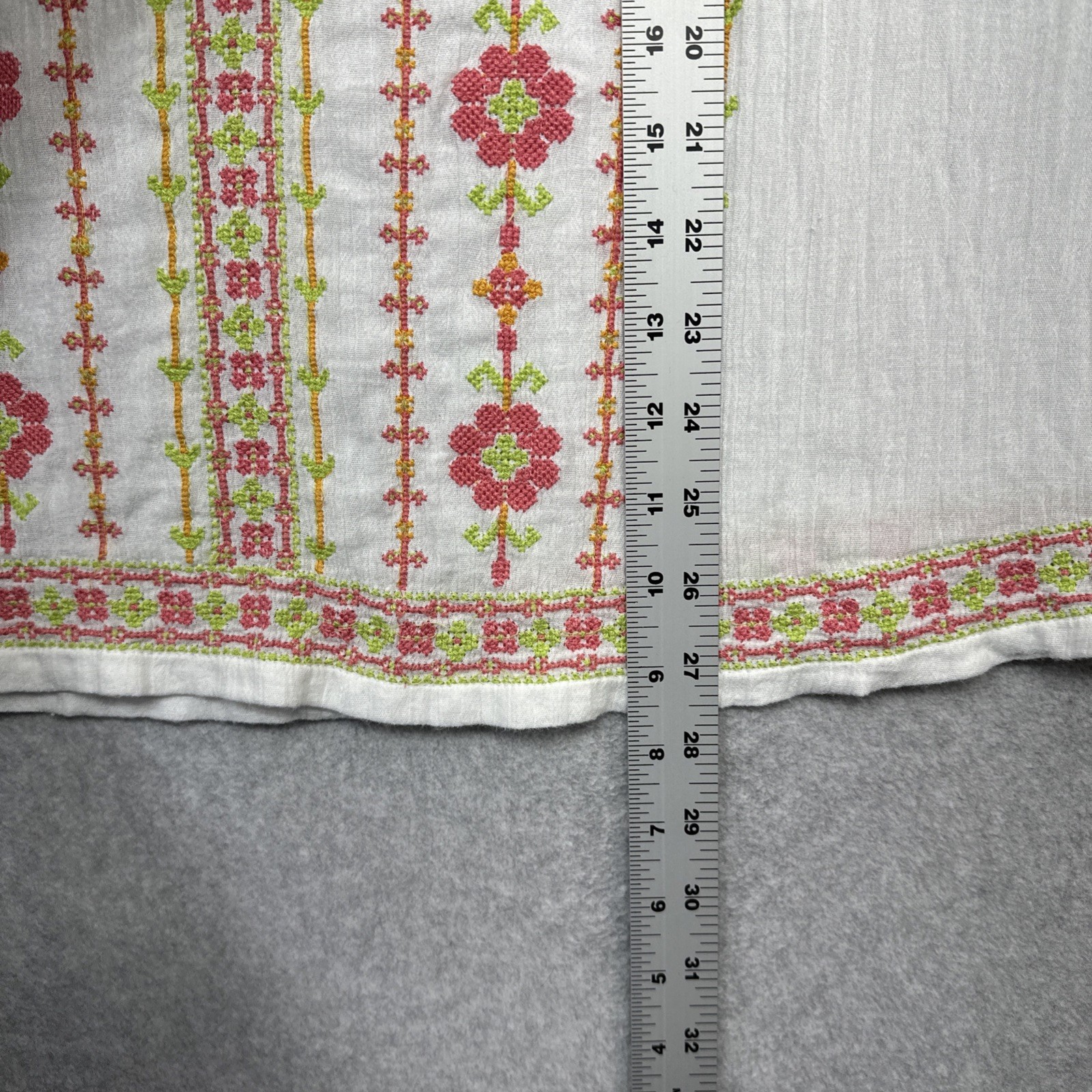 J Jill Top Large White Embroidered Gauze Beach Casual Cottagecore Boho Peasant