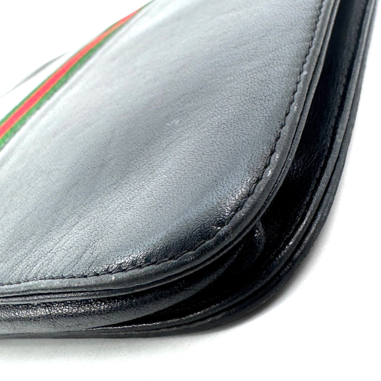 Vintage Gucci Sherry Line Clutch Bag Pouch Black Leather Authentic From Japan