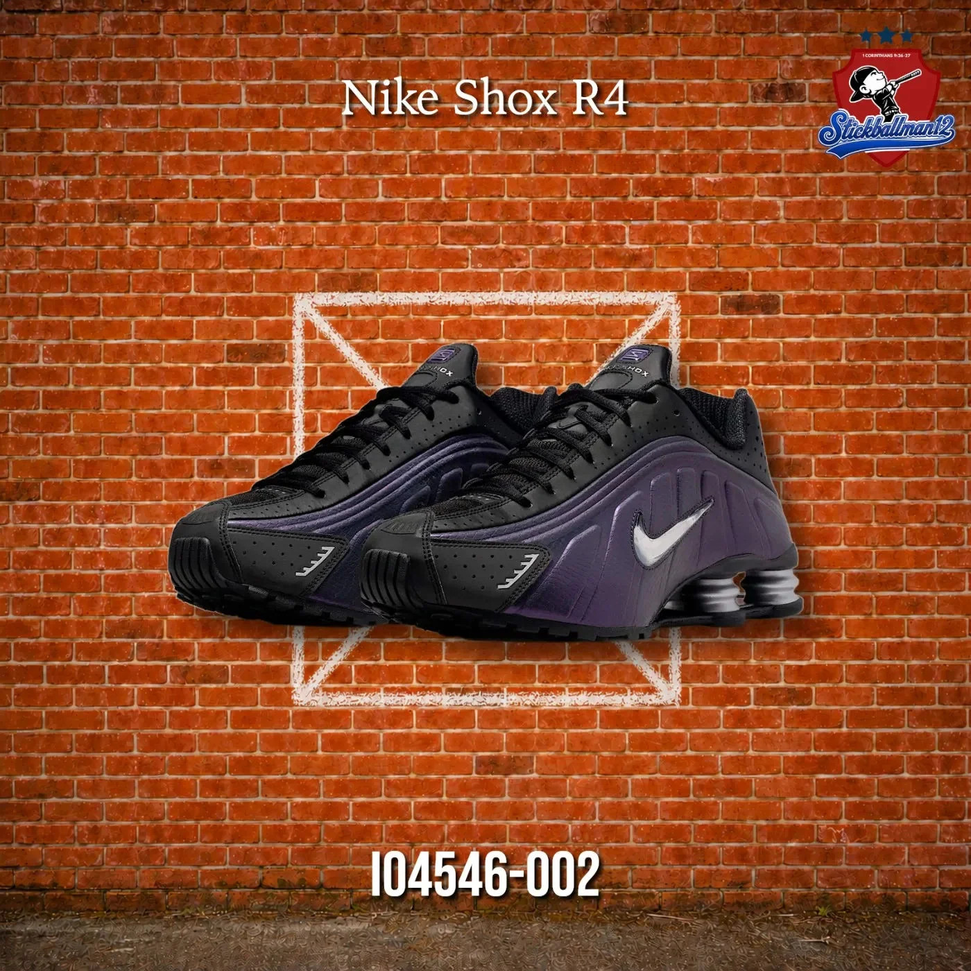 Nike Shox R4 Black Metallic Silver Purple Dynasty (IO4546-002)