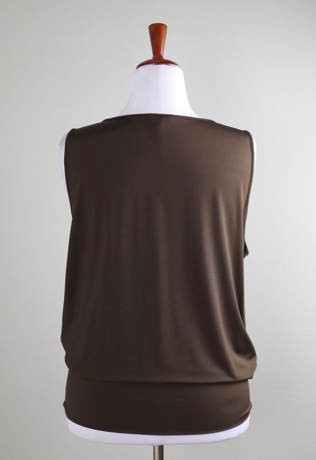 ESCADA Slinky Stretch Jewel Gem Embellished Draped Front Tank Top Size 46