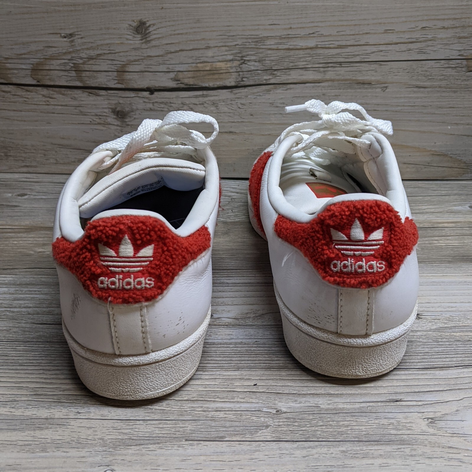 Adidas Womens Originals Superstar Sneakers # S76151 3 Stripe Red Terry Size 7.5