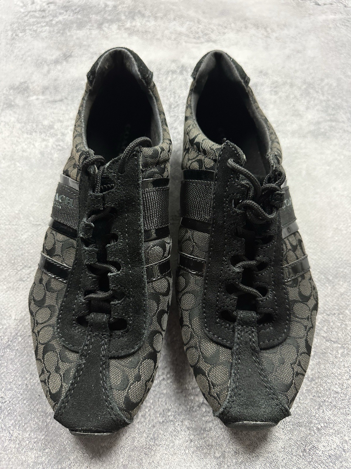 Coach Monogram CC Logo Low Top Suede Sneaker Shoes Old Money Size 38 / 8
