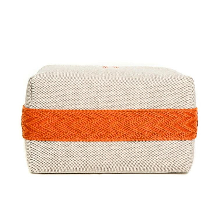 Hermes Bride A Brac PM Handbag Pouch Vanity Bag 7.9in Canvas Natural Orange 99
