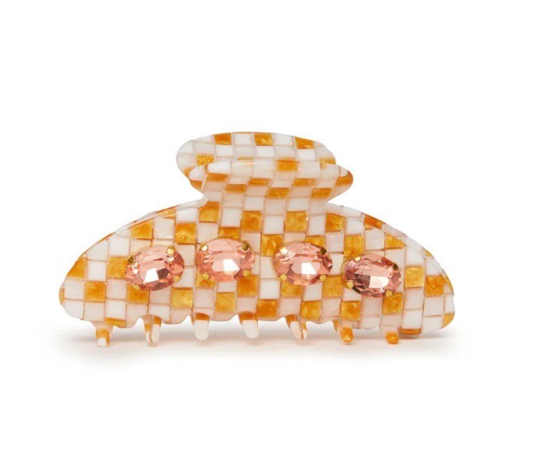 NWT $65 Lele Sadoughi Large Checkered Wicker Hair Claw Clip