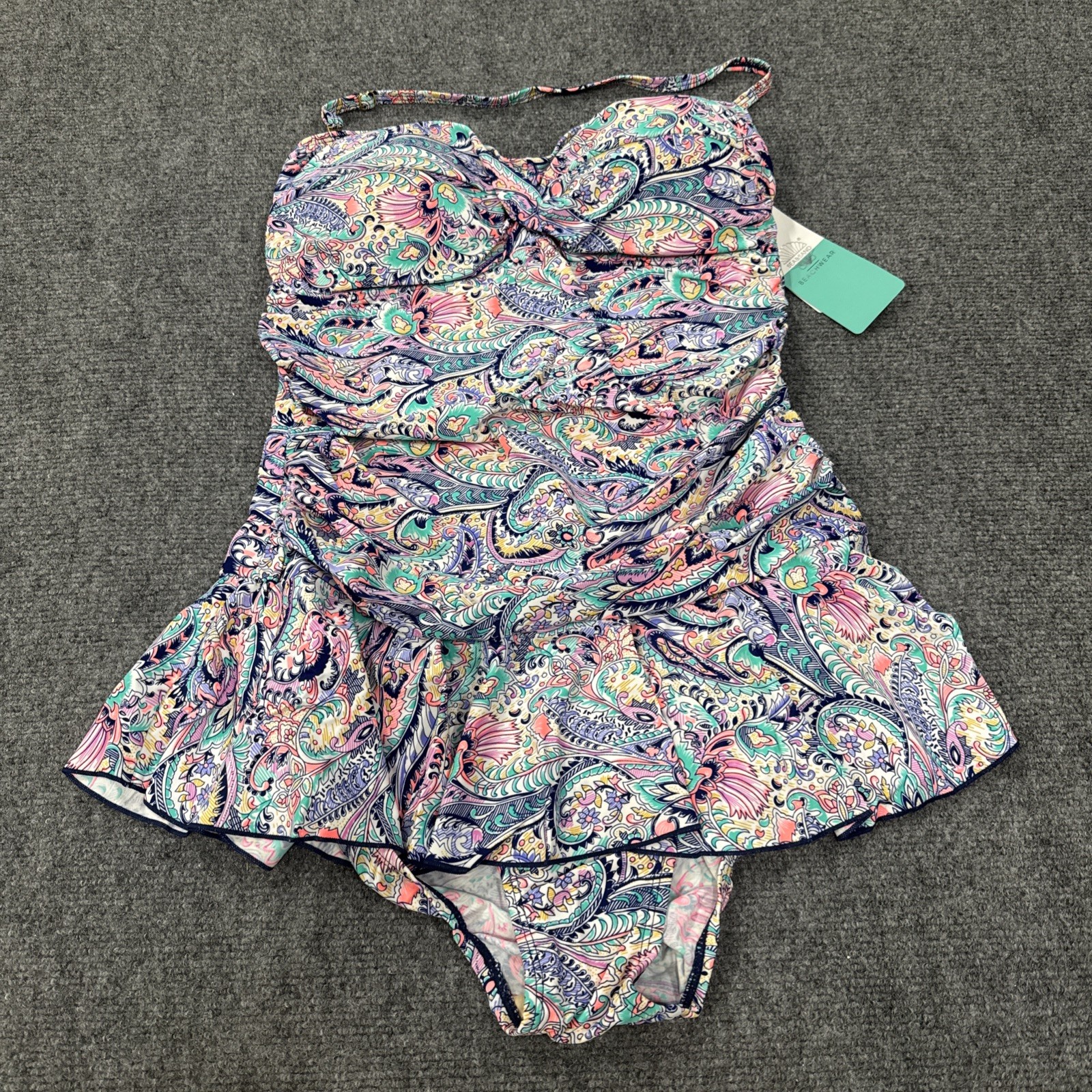 Plus Size 18W Bal Harbour Tummy Control One-Piece Swimsuit /Multi Color