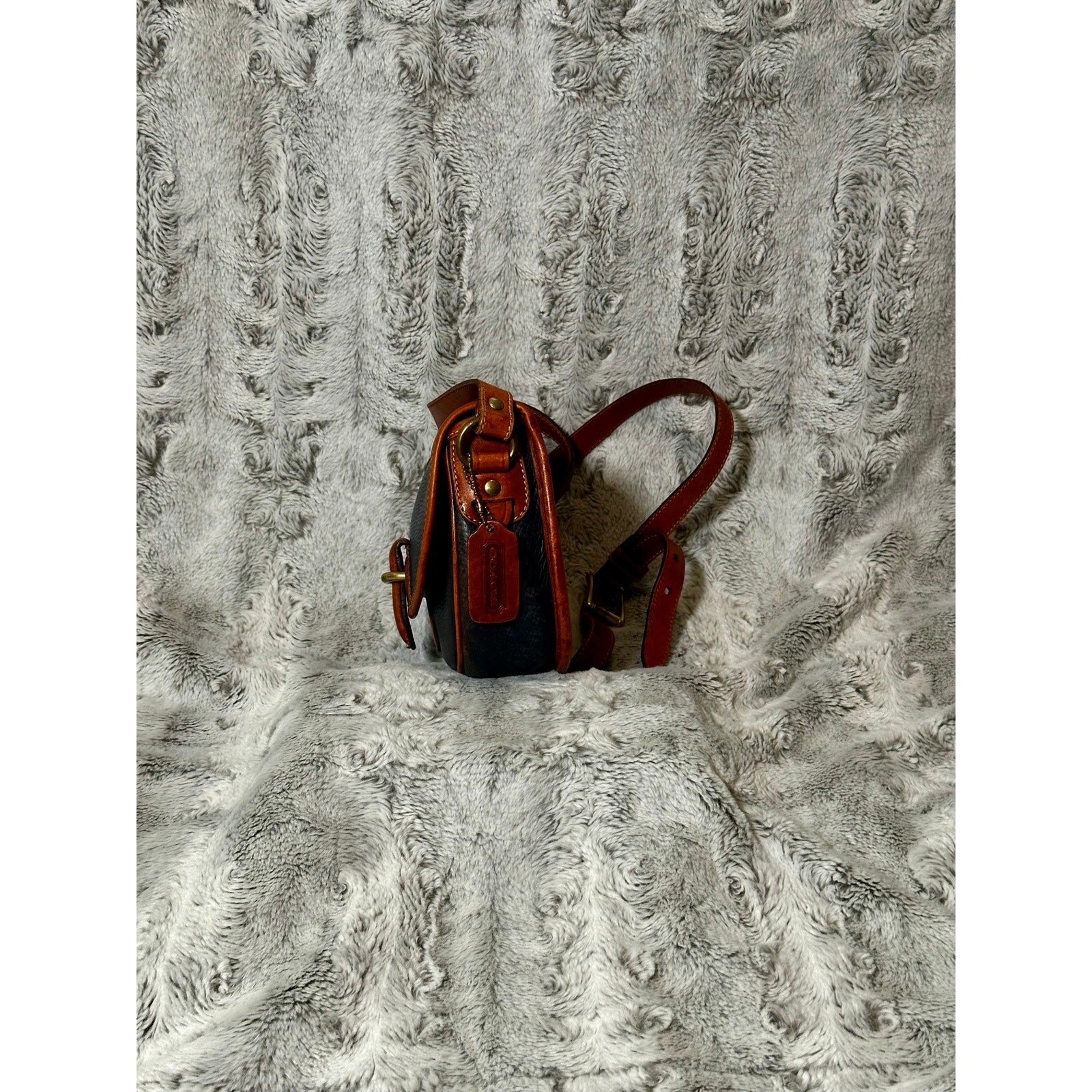 HTF Vintage Coach Sheridan Dakota Cassidy 4204 Navy British Tan Mini Bag USA