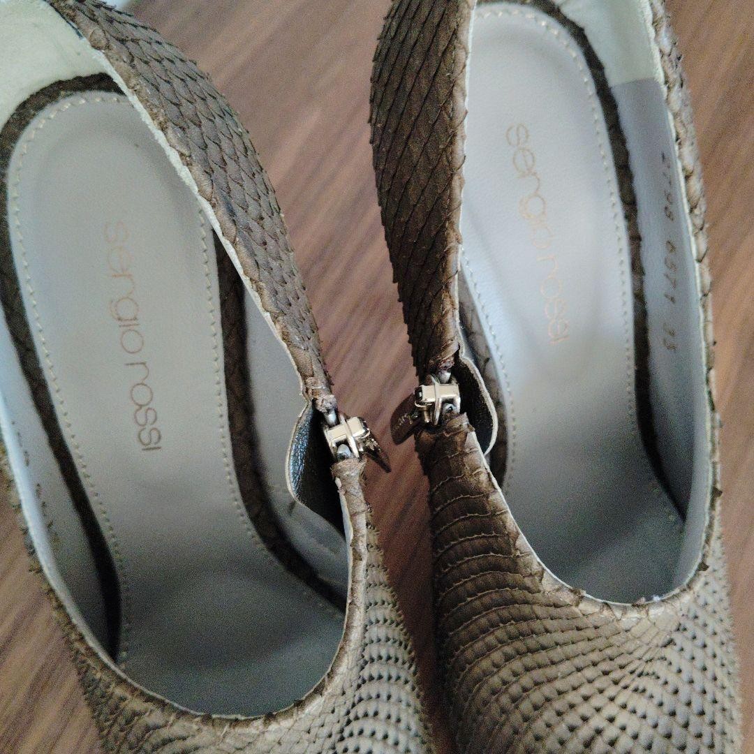 Sergio Rossi Pumps Leather Brown Khaki Women’s Heel Size EU35/US5