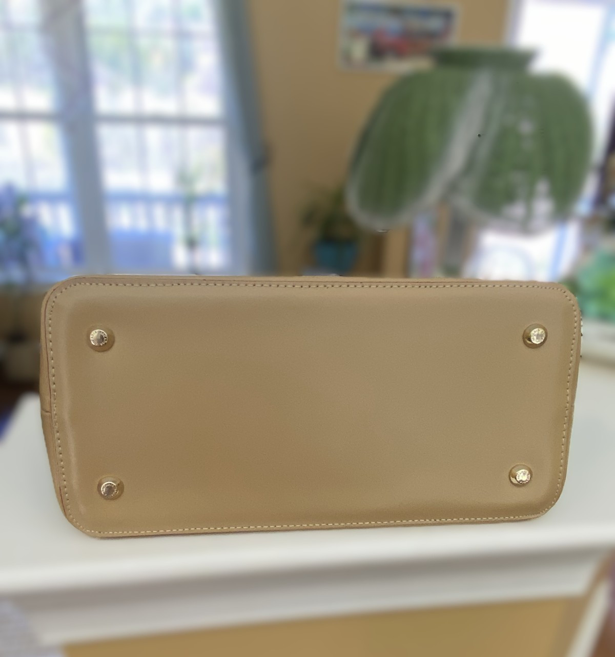 Arcadia Italy Sky Blue/Natural Embossed Patent Leather Handle Crossbody NWT