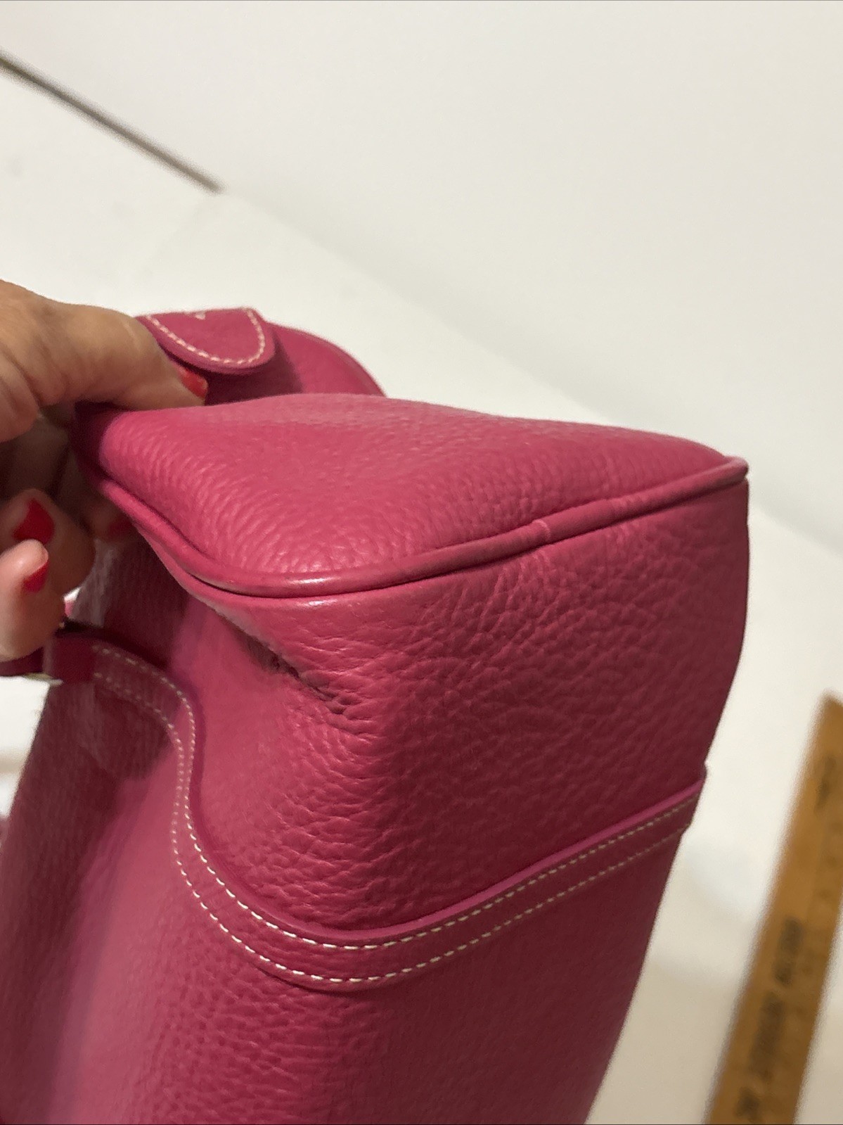 Y2K Dooney & Bourke Pebbled Leather Satchel Barrel Bag Pink Fushia Purse