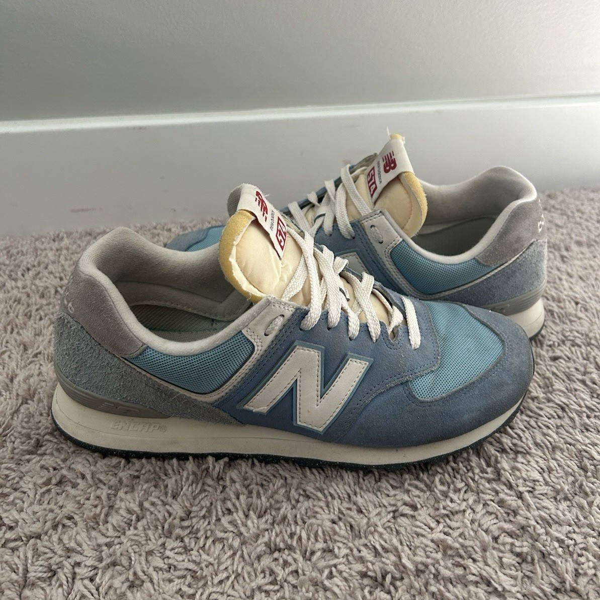 New Balance 574 Blue Laguna Men’s Suede Low Top Lace-Up Sneakers U574RCA