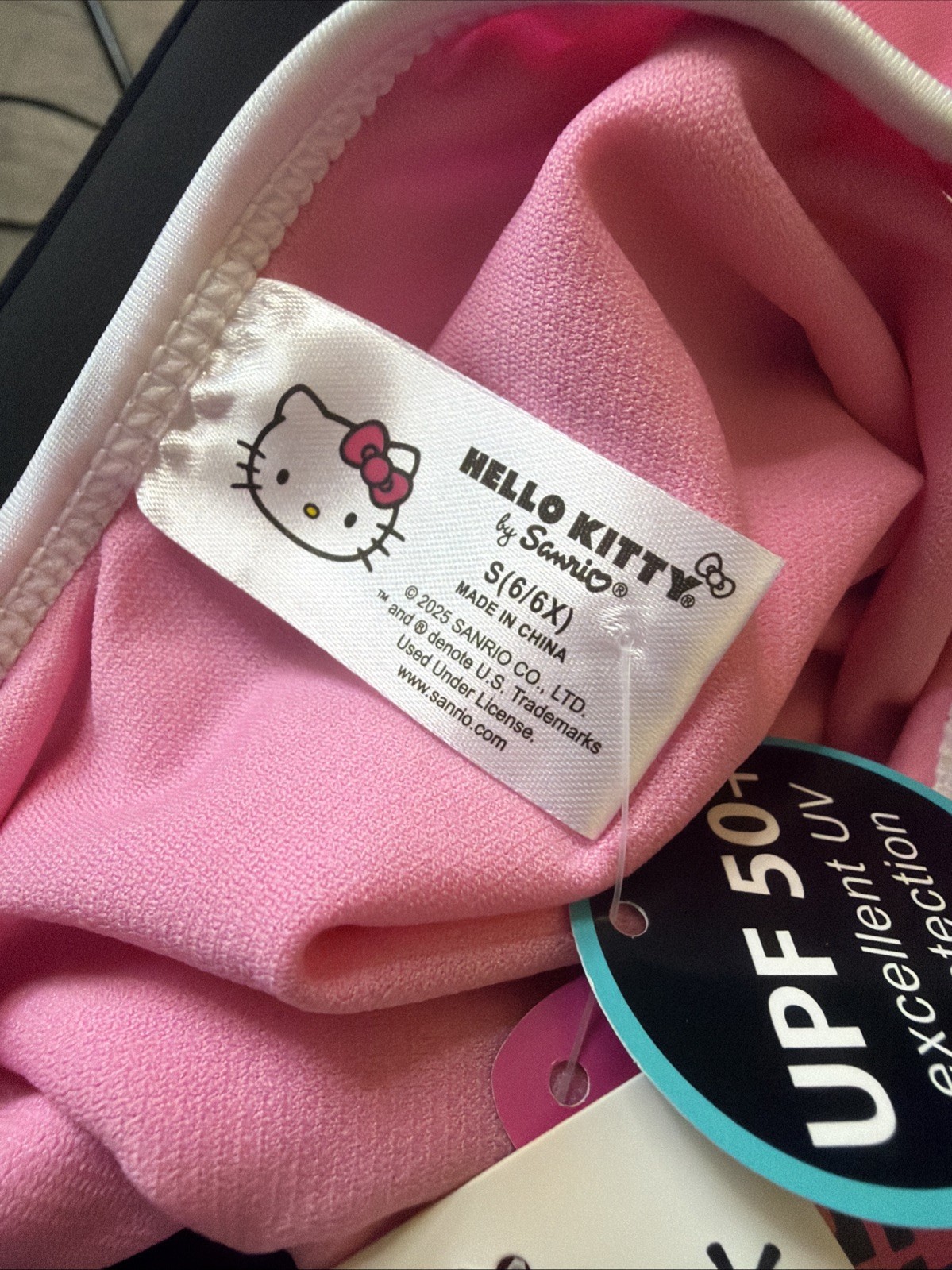 Hello Kitty Swimsuit Girls Size S 6/6x Pink Hawaiian SPF 50+ Protection NWT